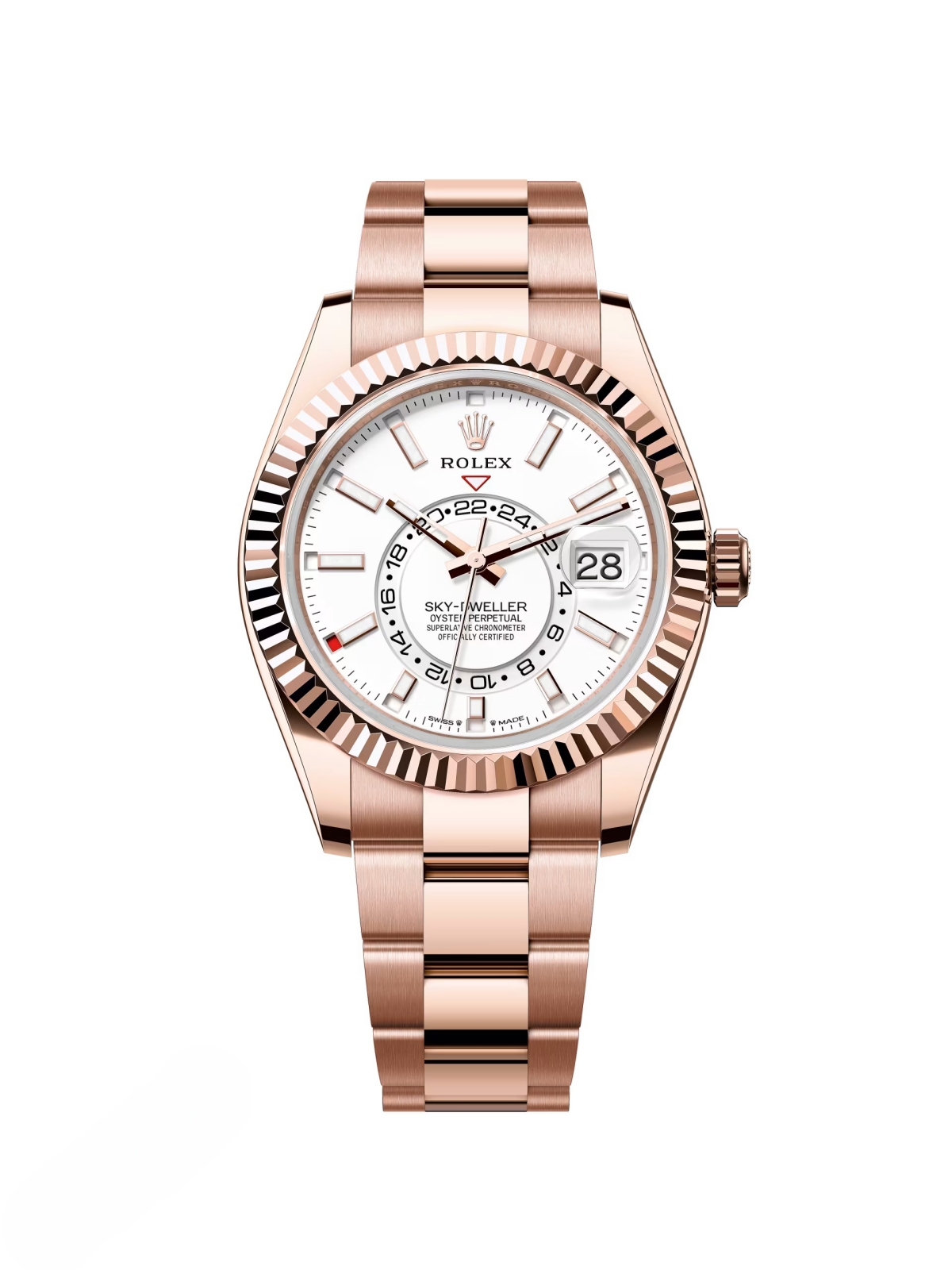 【Free Shipping】【Super Clone】RLX  Sky-Dweller 42mm 336935-0003/0007 Rose Gold White Dial Oyster