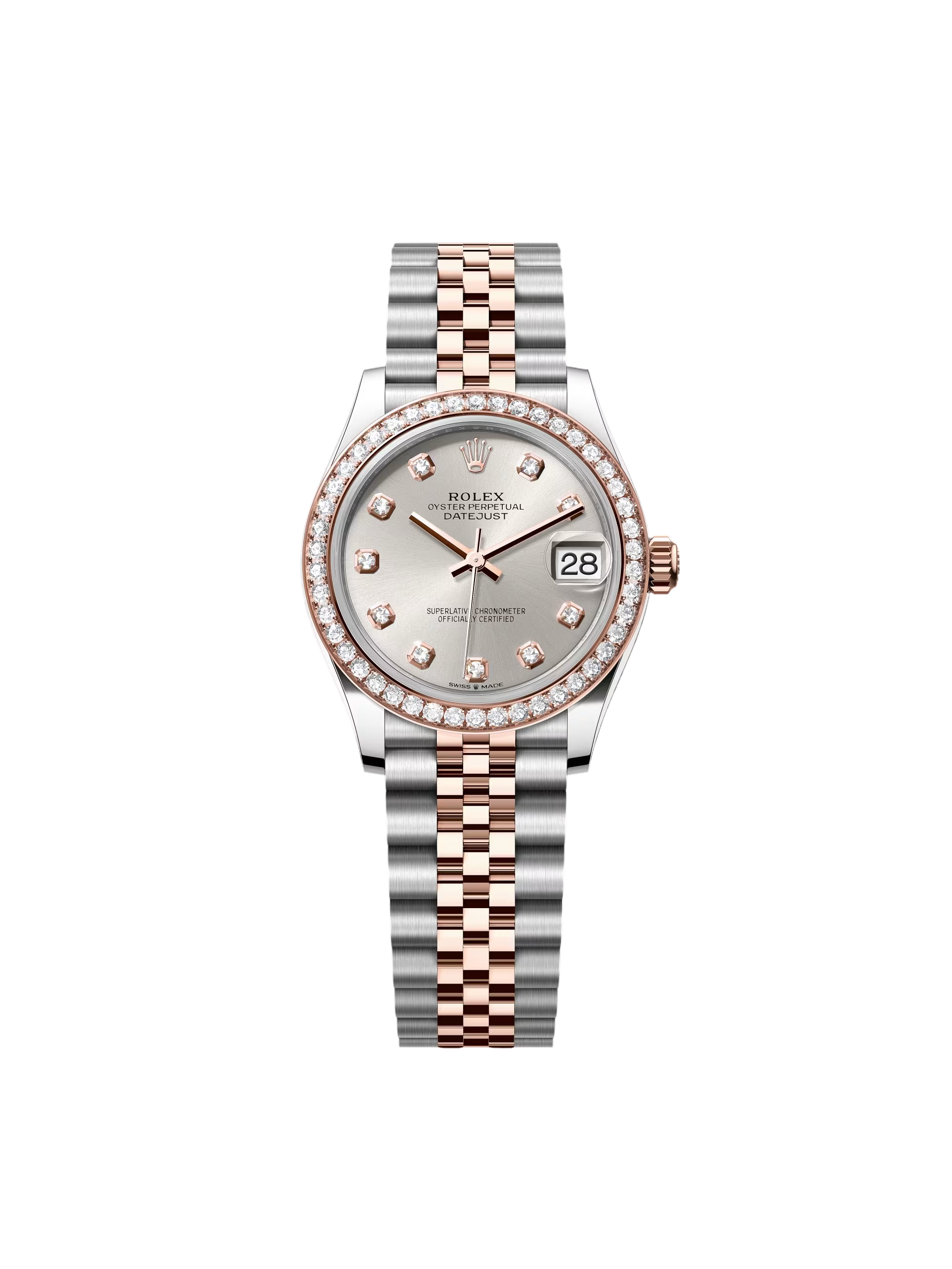 【Free Shipping】【Super Clone】RLX Datejust m278381-0015/0016 Silver Diamond Dial Diamond-Set Bezel 31mm