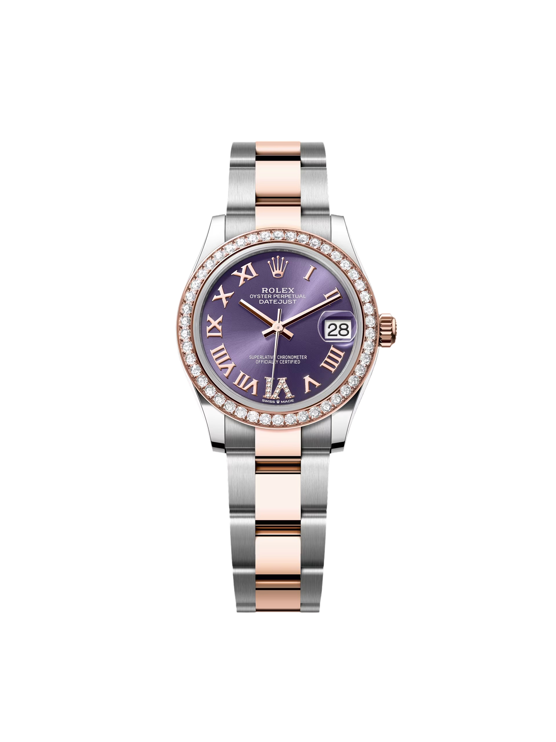 【Free Shipping】【Super Clone】RLX Datejust m278381-0015/0016 Aubergine Roman Dial 31mm Oyster Bracelet
