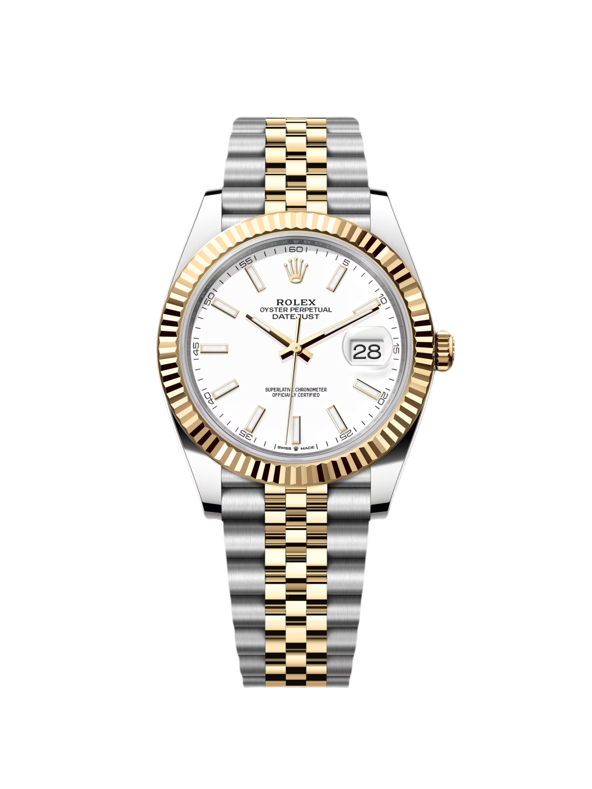 【Free Shipping】【Super Clone】RLX  Datejust 41mm 126333 White Index Oyster Steel and Yellow Gold Mens Watch