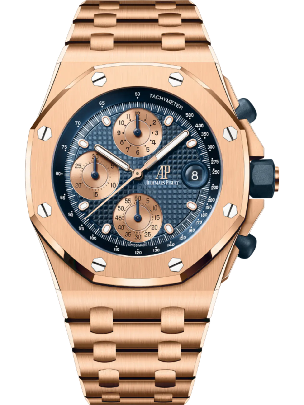【Free Shipping】【Super Clone】A&P OFFSHORE Pink Gold Blue Dial CHRONOGRAPH 42mm
