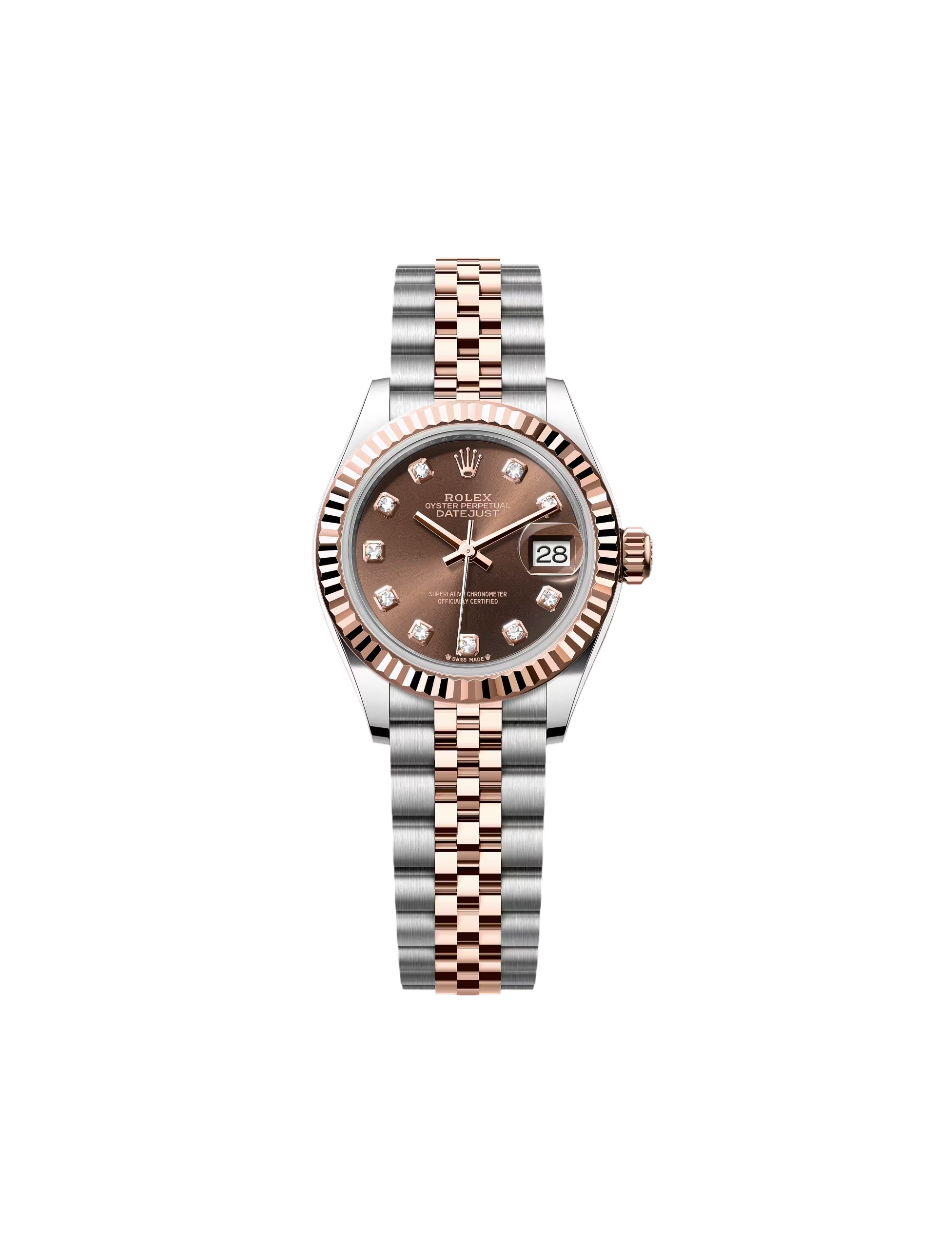 【Free Shipping】【Super Clone】RLX Lady-Datejust 28mm 279171 Chocolate Diamond Oyster Stainless Steel and Rose Gold