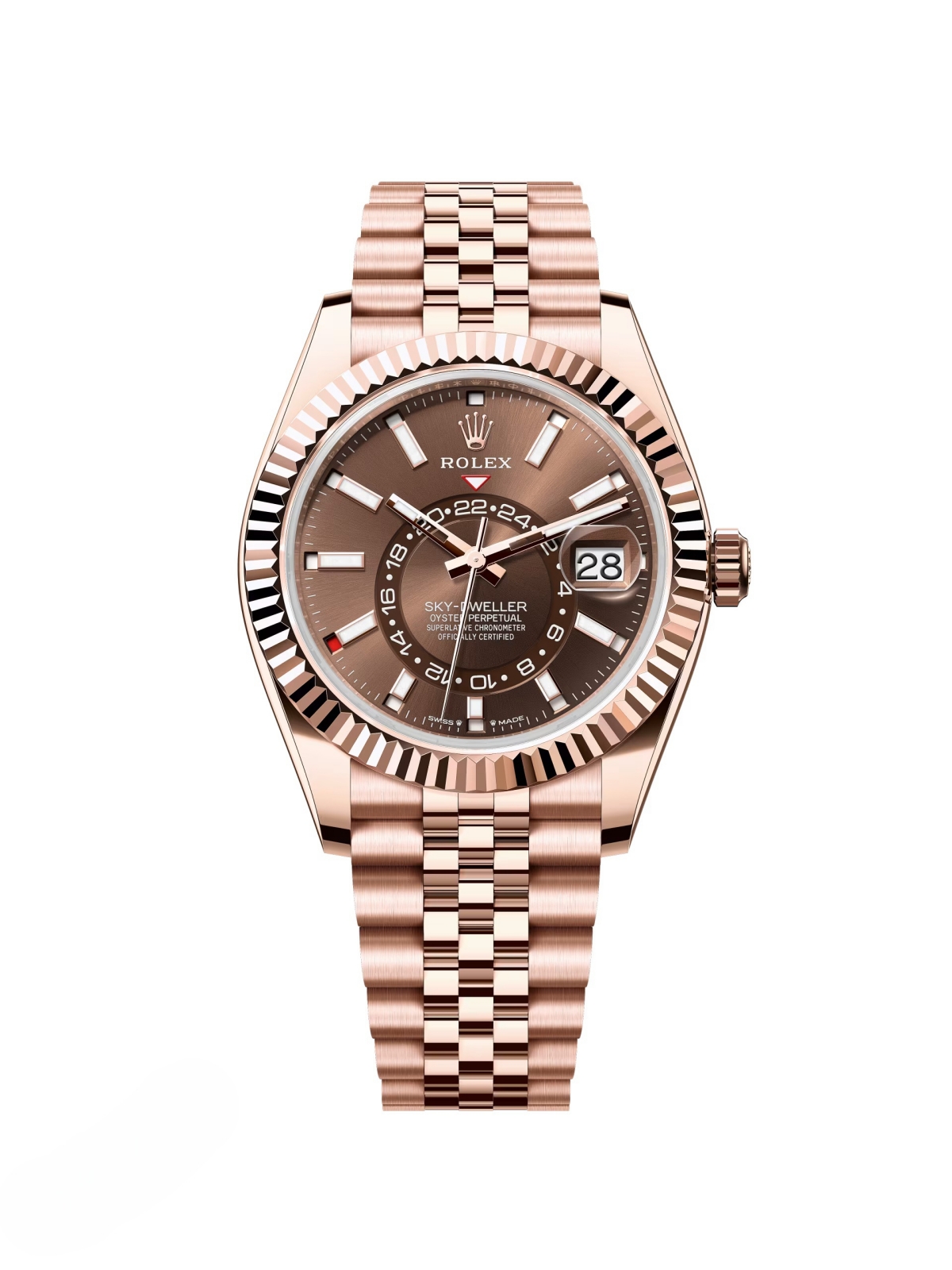 【Free Shipping】【Super Clone】RLX  Sky-Dweller 42mm 336935-0002/0006 Rose Gold Chocolate Dial Jubilee