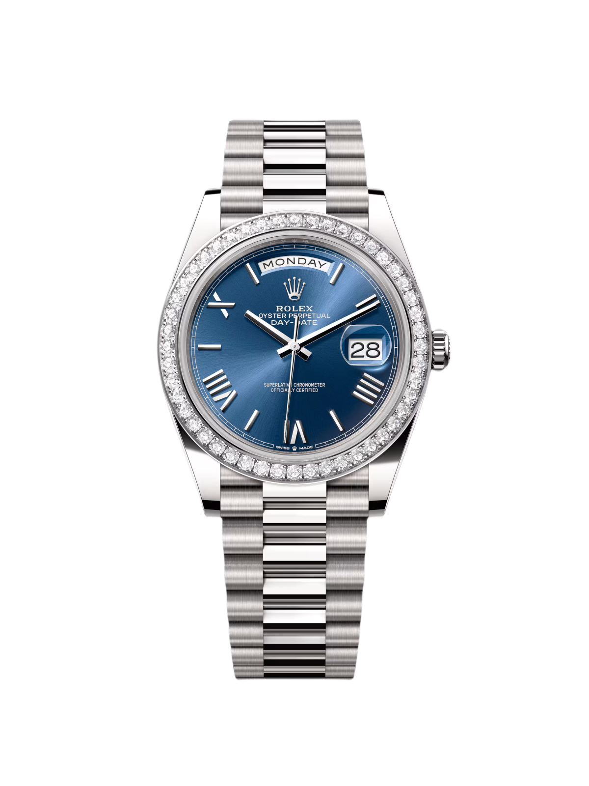 【Free Shipping】【Super Clone】RLX  Day-Date 40mm 228349RBR-0005 Bright Blue Dial President Bracelet