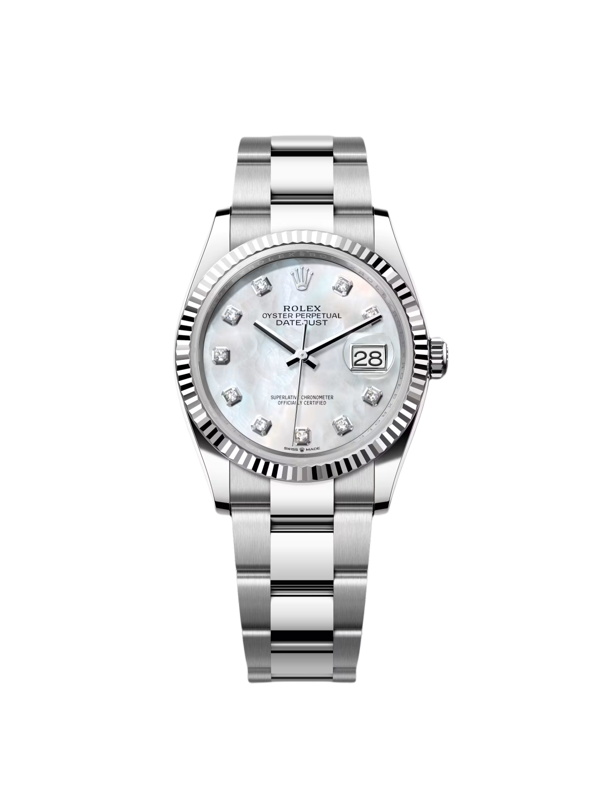 【Free Shipping】【Super Clone】RLX  Datejust 36mm 126234 Mother of Pearl Diamond Dial Oyster Stainless Steel