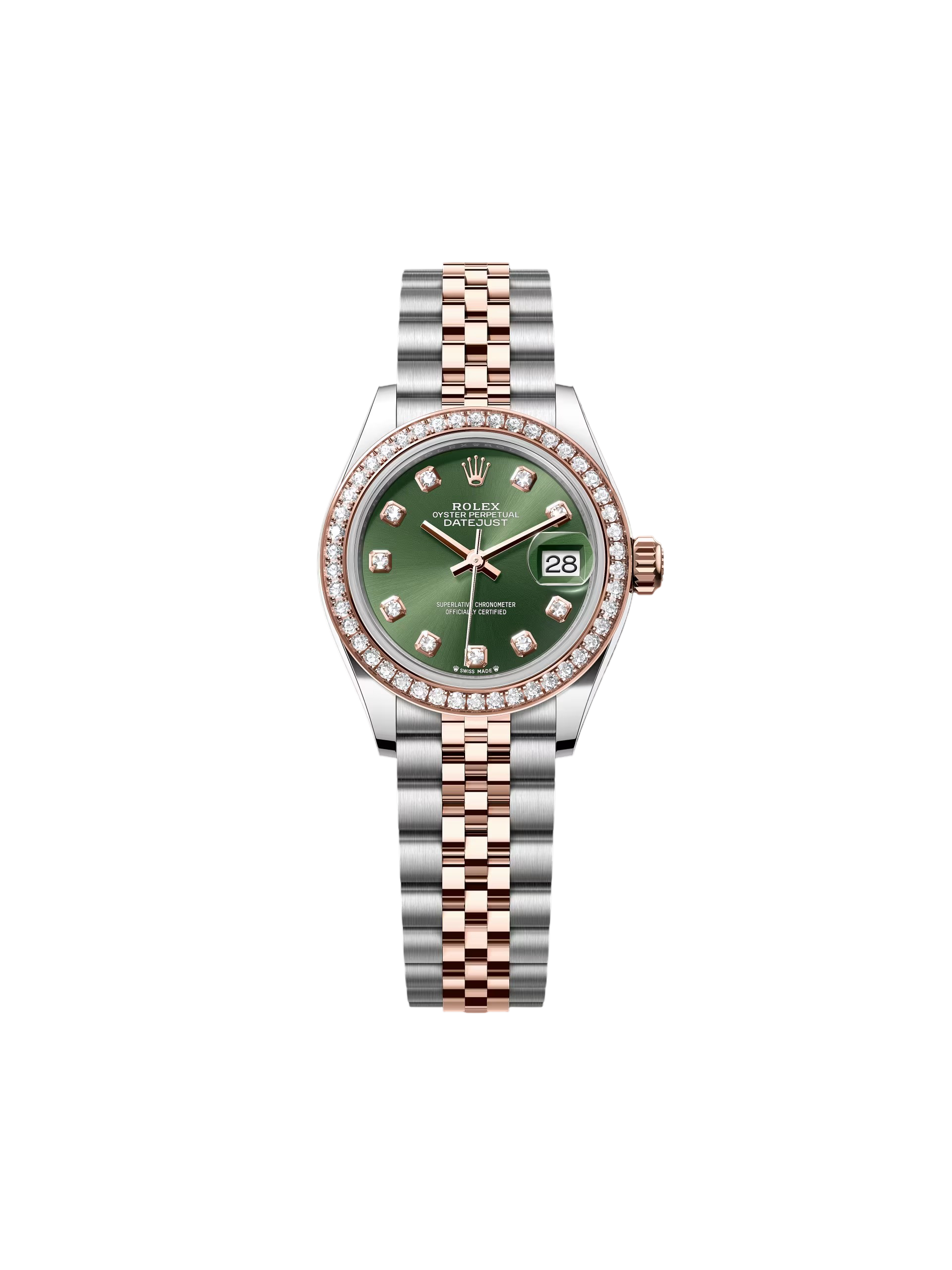 【Free Shipping】【Super Clone】RLX Lady-Datejust 28mm 279381RBR Green Diamond Dial Oyster Bracelet
