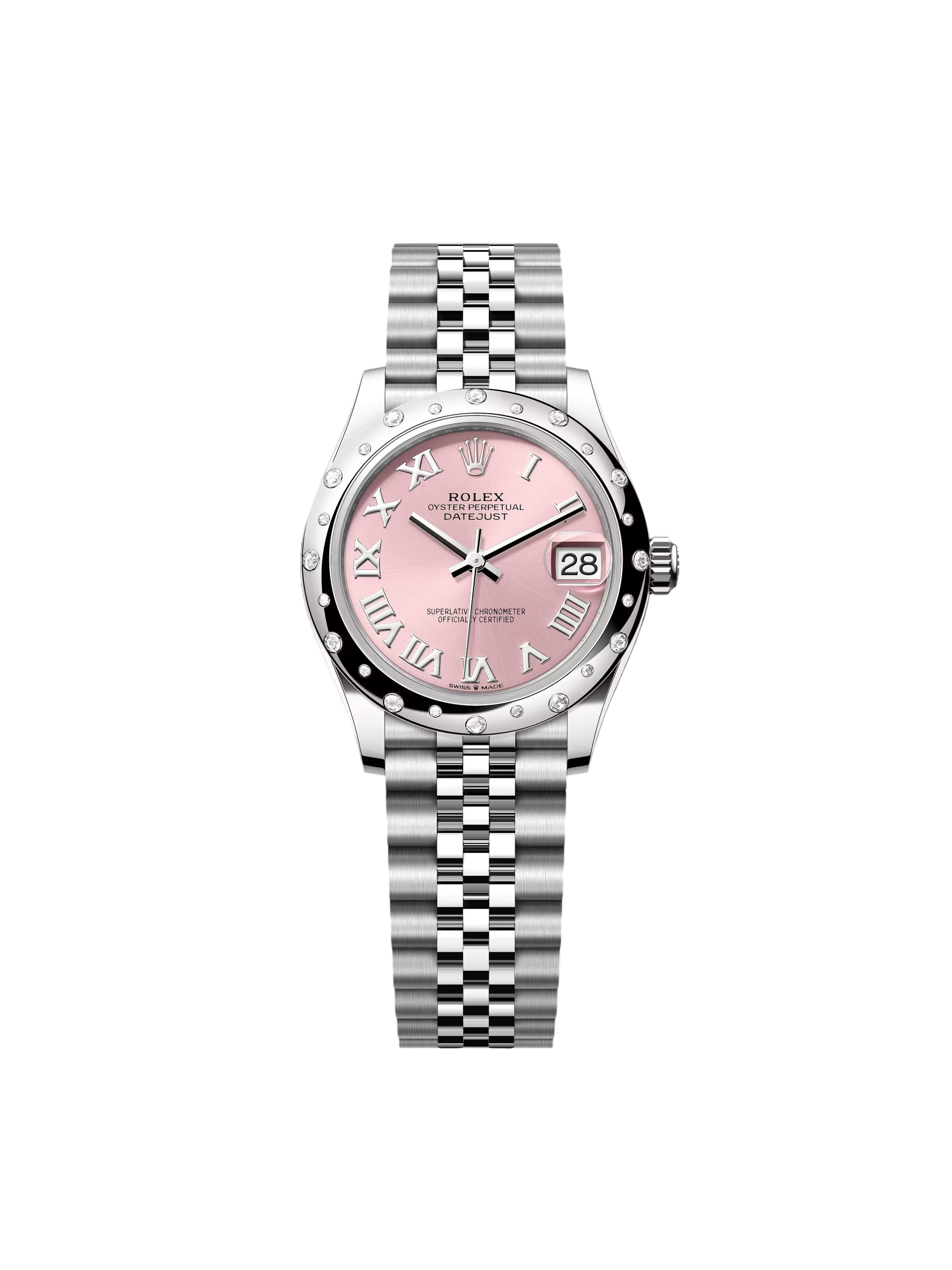 【Free Shipping】【Super Clone】RLX Datejust m278344-0021/0022 Pink Dial 31mm Domed Diamond Oyster Watch