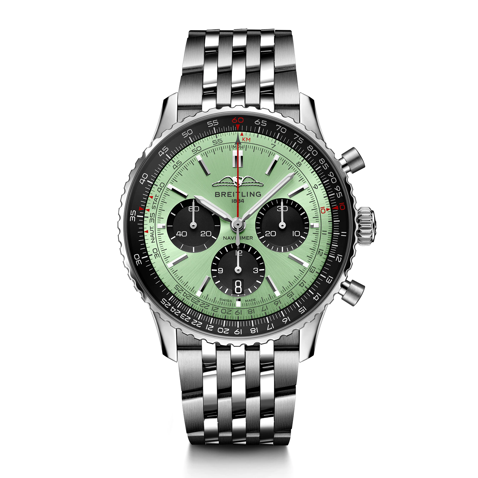 【Free Shipping】【Super Clone】Breitling AB0138241L1A1 Navitimer B01 Green Dial