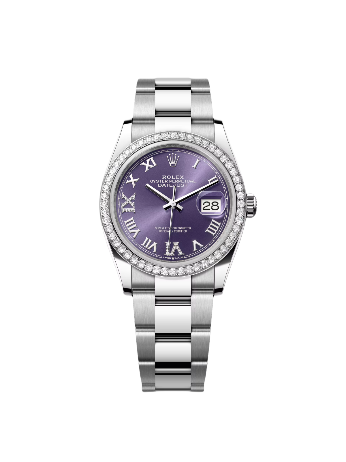 【Free Shipping】【Super Clone】RLX  Datejust 36mm 126284 Aubergine Dial Jubilee Bracelet