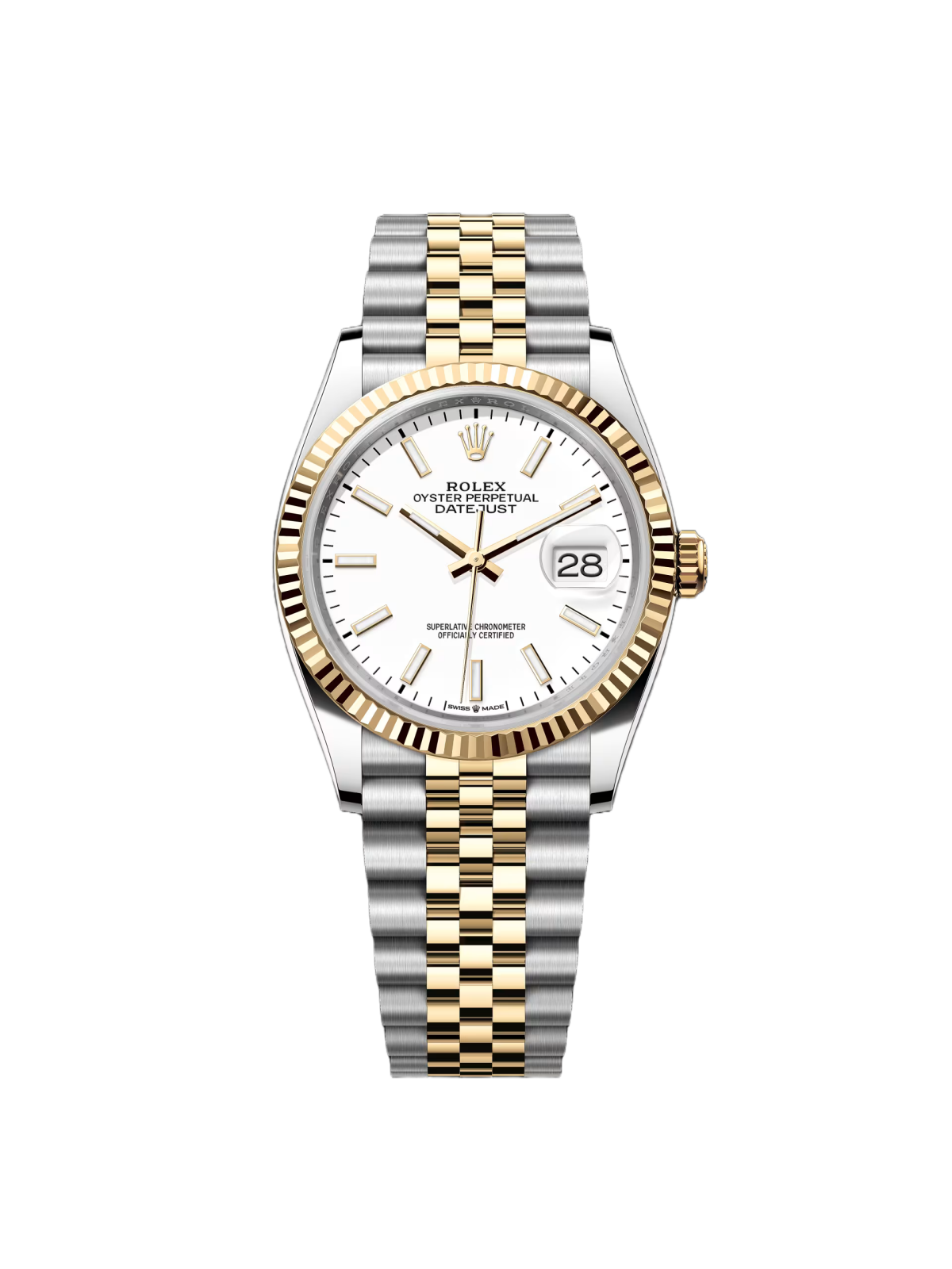 【Free Shipping】【Super Clone】RLX  Datejust 36mm 126233 White Index Dial Two-Tone Jubilee Bracelet Watch