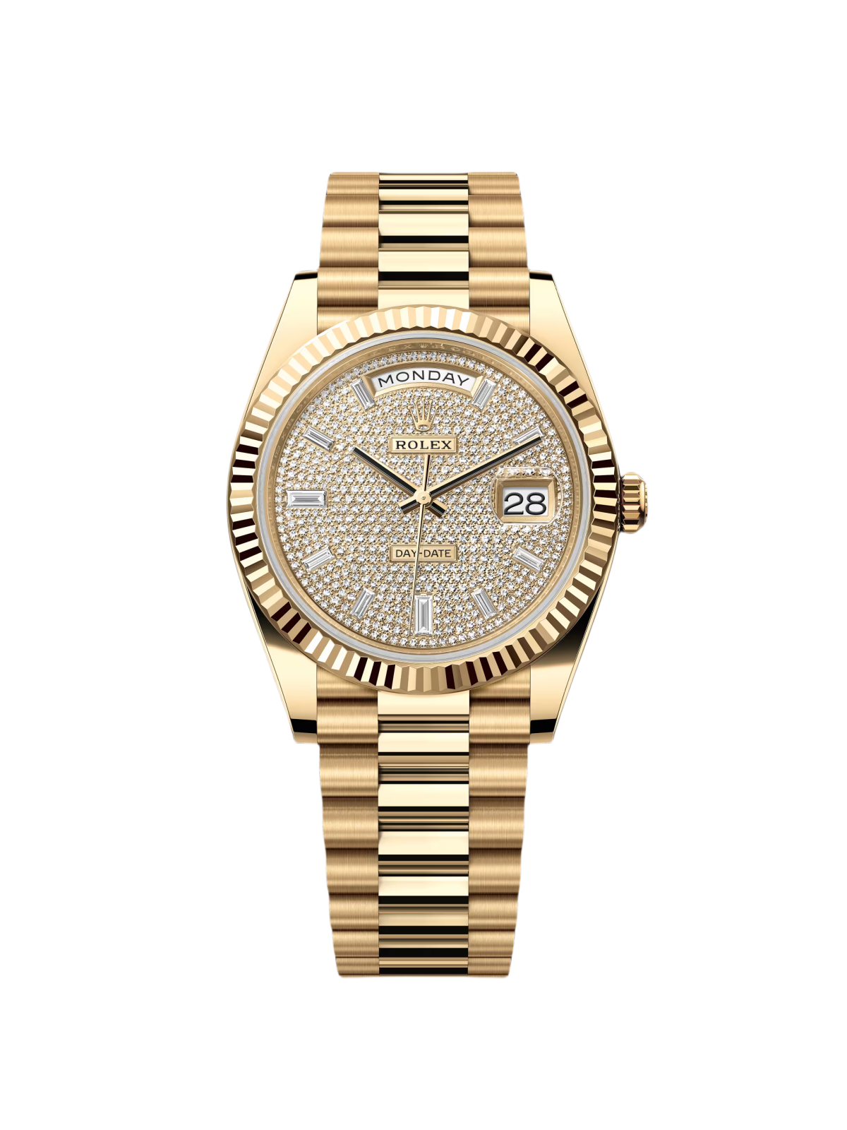 【Free Shipping】【Super Clone】RLX Yellow Gold President Day Date 40mm Diamond Pave Dial - 228238