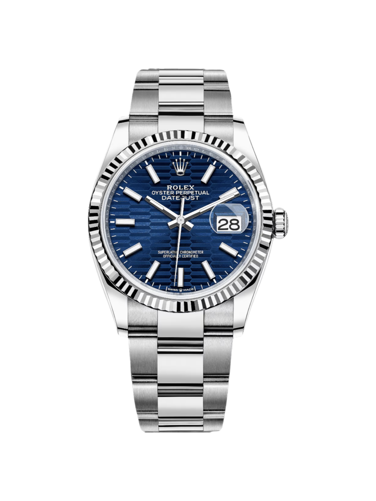 【Free Shipping】【Super Clone】RLX  Datejust 36mm 126234 Blue Fluted Motif Dial Jubilee Bracelet