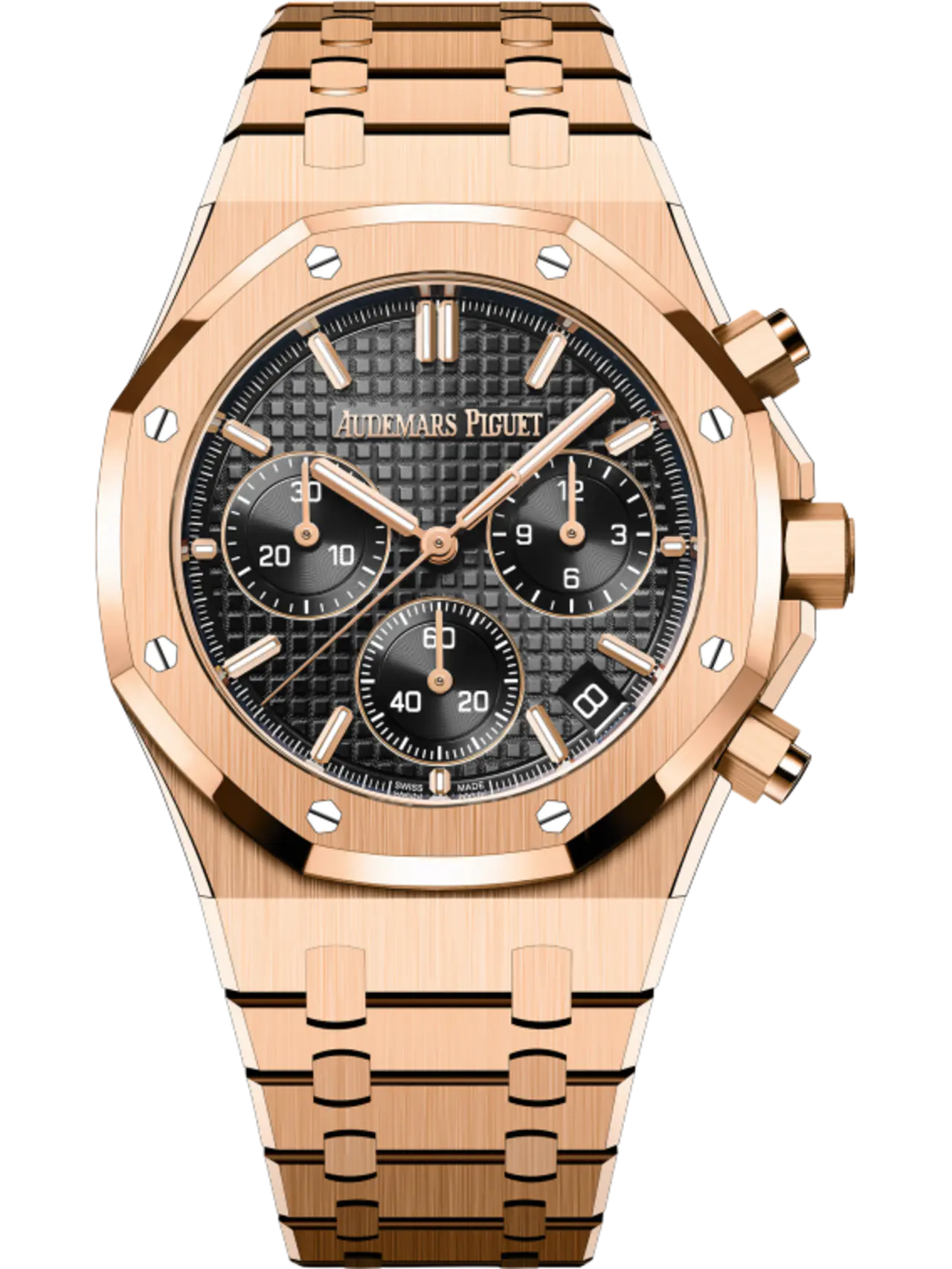 【Free Shipping】【Super Clone】A&P ROYAL OAK Pink Gold Black Dial CHRONOGRAPH 41mm