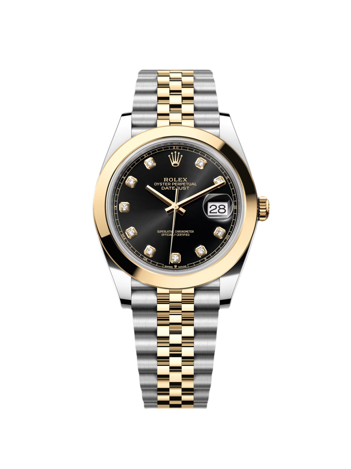 【Free Shipping】【Super Clone】RLX Datejust 41mm 126303 Black Diamond Oyster Steel and Yellow Gold Mens Watch