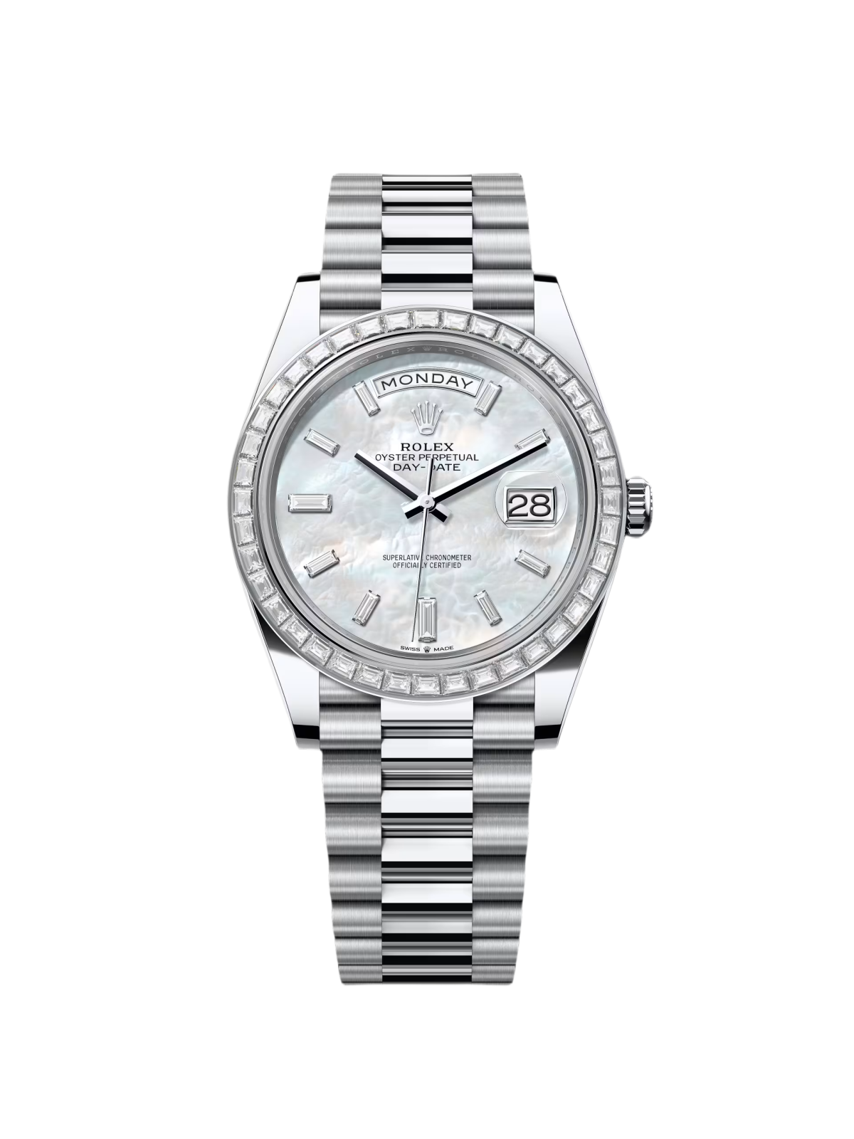 【Free Shipping】【Super Clone】RLX Day-Date 40mm 228396TBR-0043 Mother Of Pearl Diamond Dial and Bezel