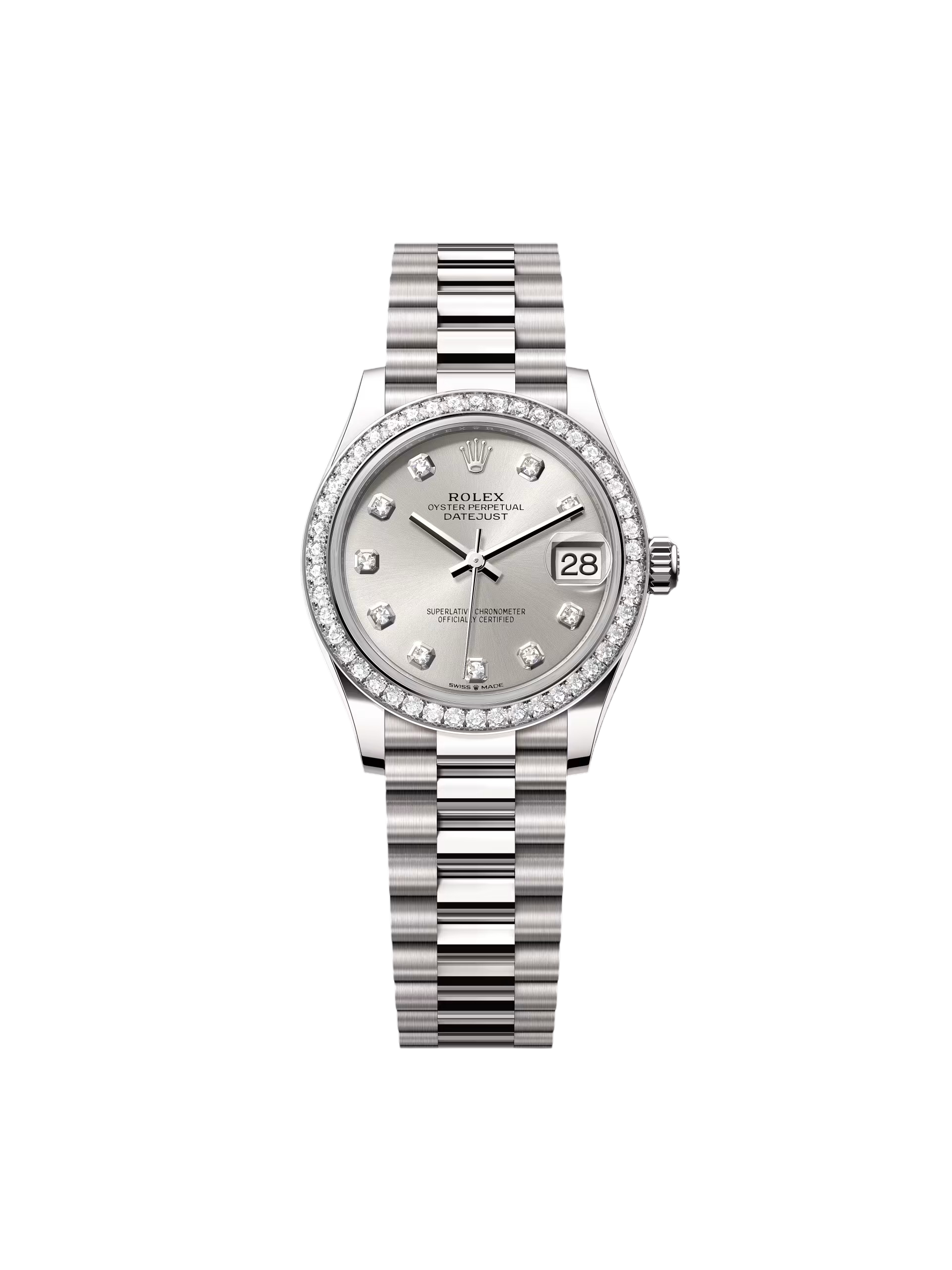 【Free Shipping】【Super Clone】RLX Datejust m278289RBR-0021 Silver Dial White Gold President Watch