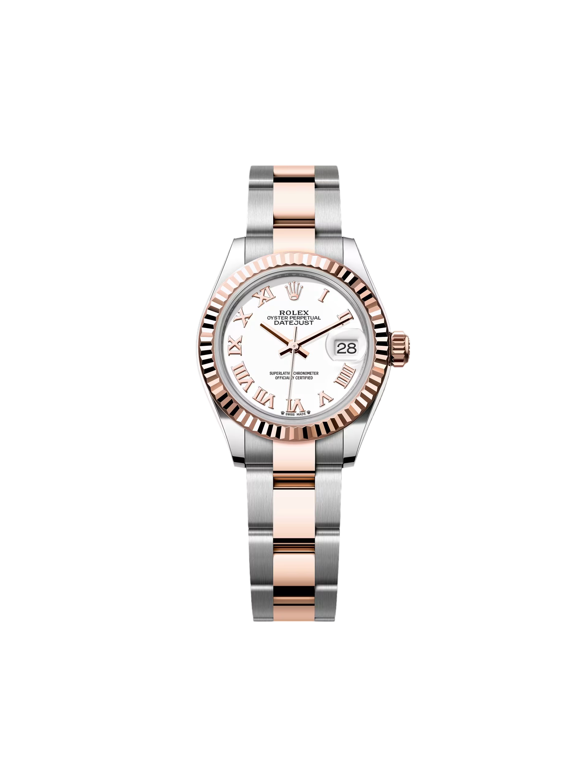 【Free Shipping】【Super Clone】RLX Lady-Datejust 28mm 279171 White Roman Oyster Stainless Steel and Rose Gold