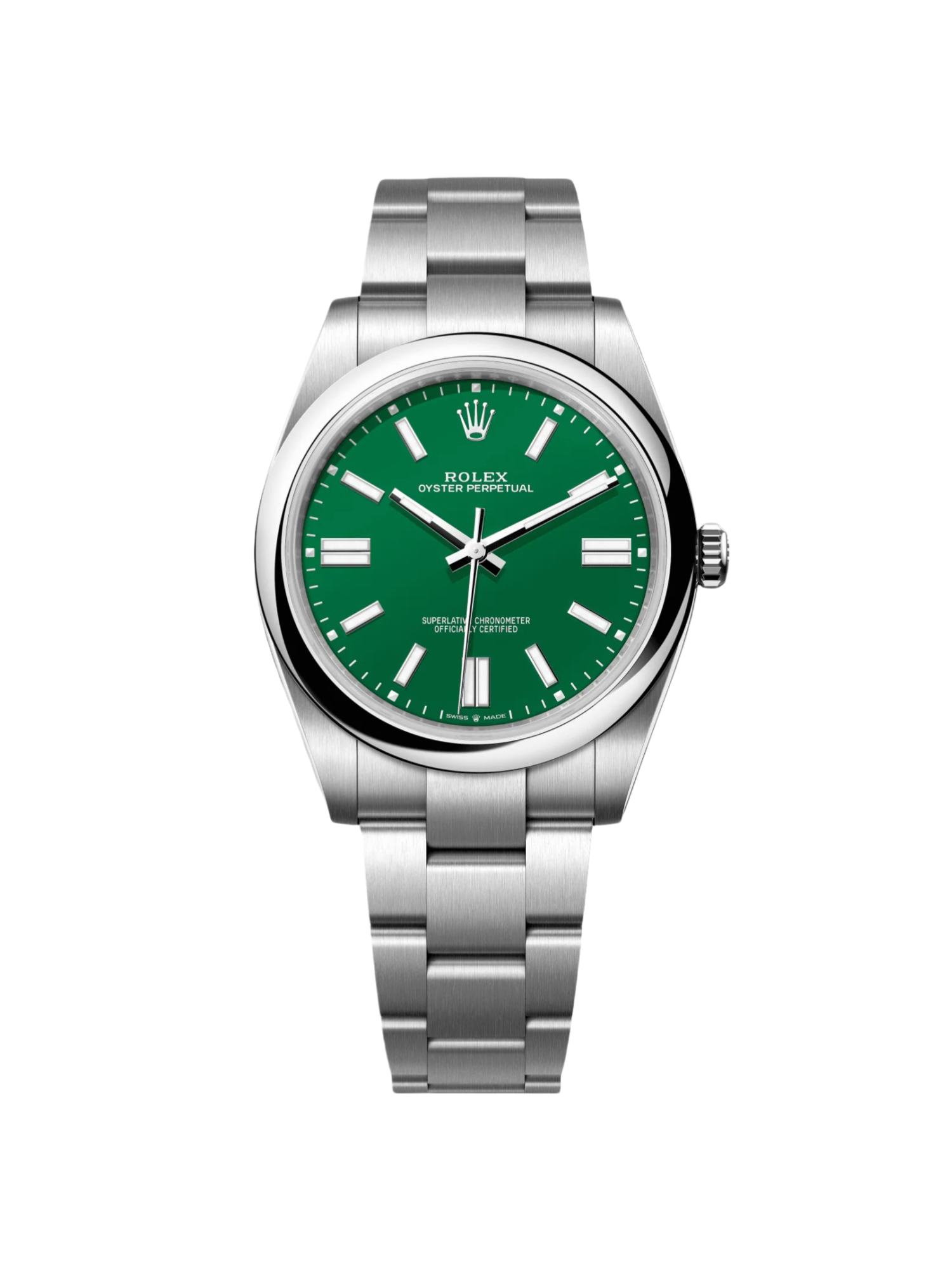 【Free Shipping】【Super Clone】RLX Oyster Perpetual 41mm 124300-0005 Green Index Dial & Smooth Bezel Oyster Bracelet Men’s Watch