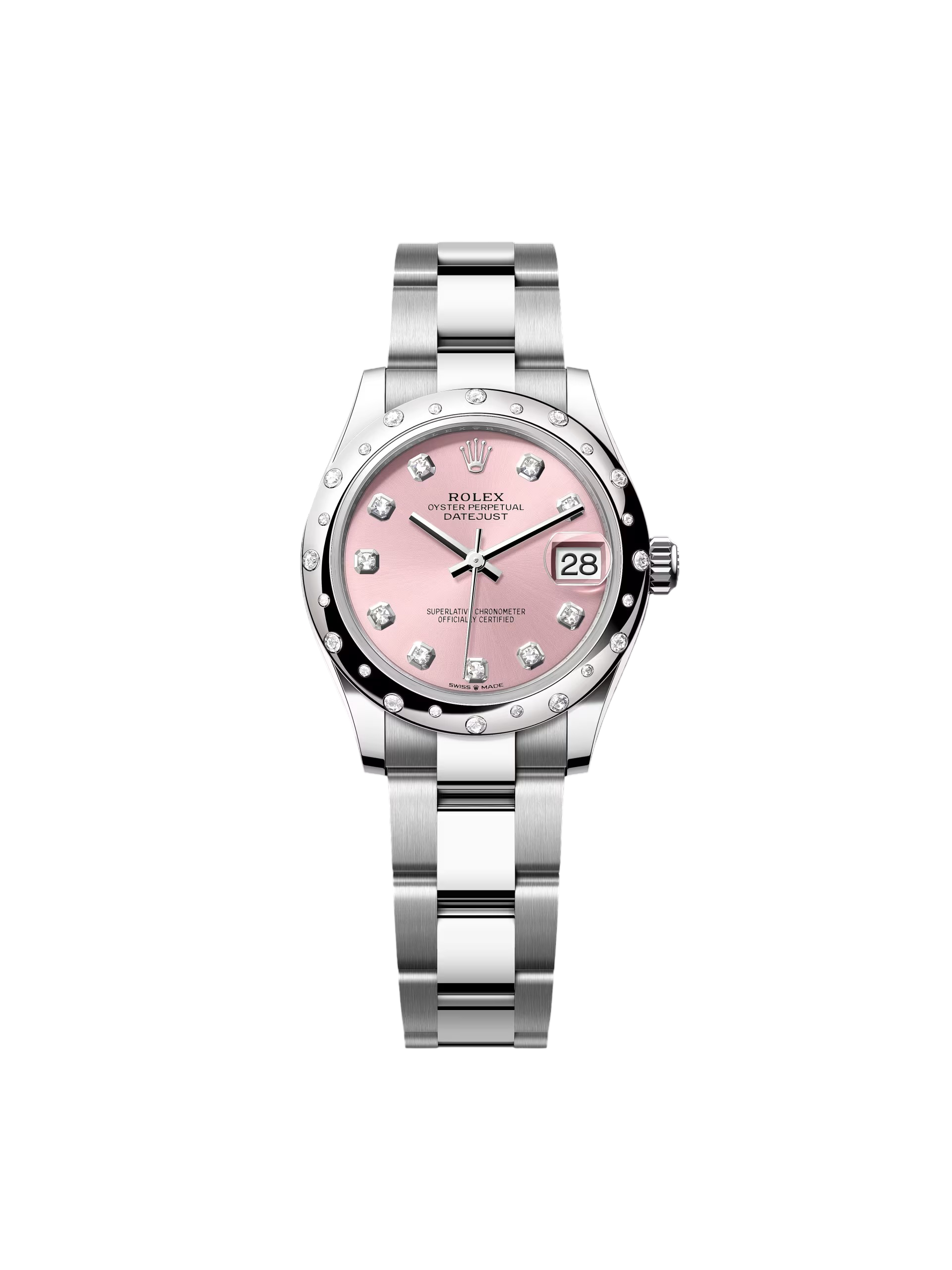 【Free Shipping】【Super Clone】RLX Datejust m278344-0033/0034 Pink Dial 31mm Domed Diamond Oyster Watch