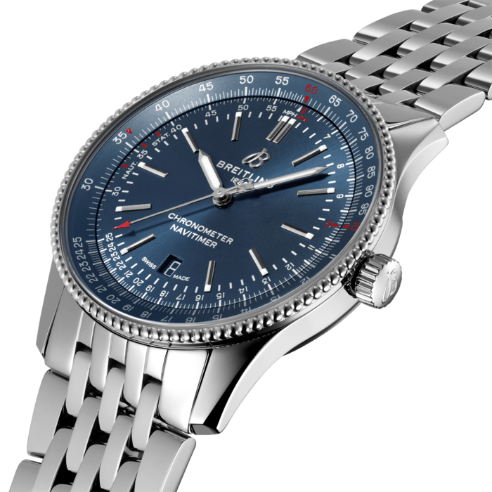 【Free Shipping】【Super Clone】Breitling Navitimer Automatic 41mm Blue Dial Silver Steel Strap Men's Watch - A17326161C1A1
