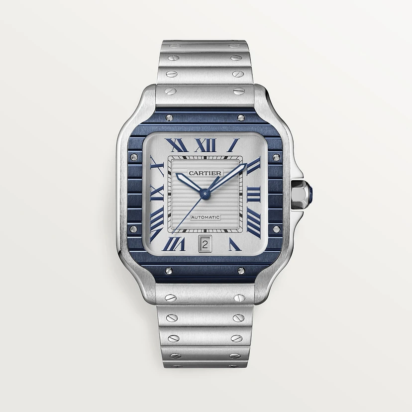 【Free Shipping】【Super Clone】SANTOS Blue PVD Bezel 39.8mm