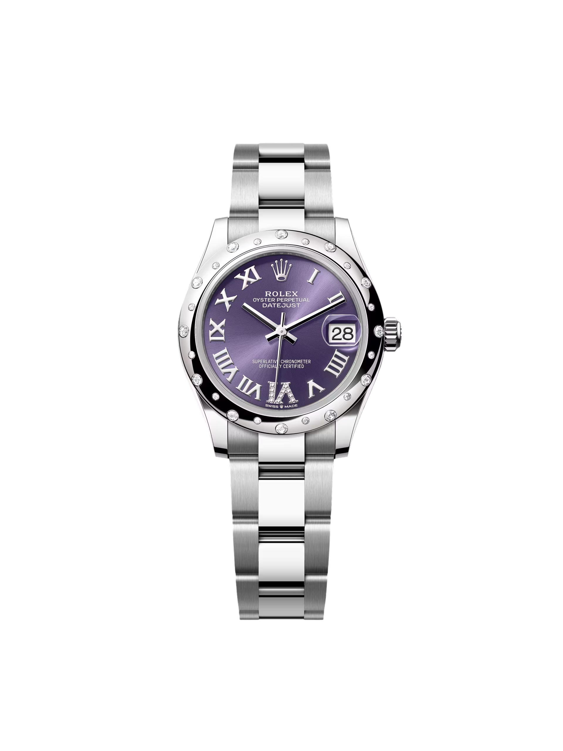【Free Shipping】【Super Clone】RLX Datejust m278344-0027/0028 Aubergine Diamond Dial 31mm Oyster