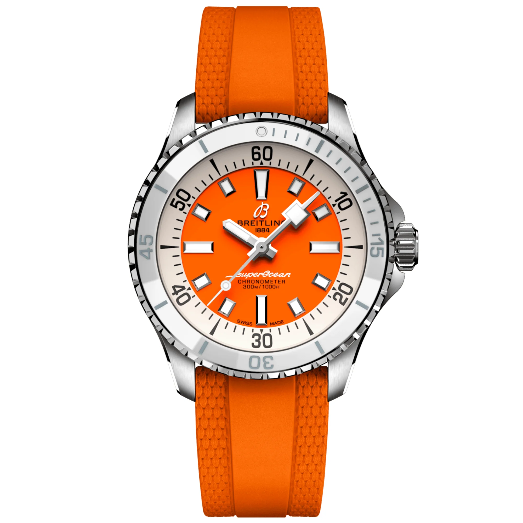 【Free Shipping】【Super Clone】BREITLINGSuperocean 36mm Orange Dial Ladies Automatic Strap Watch