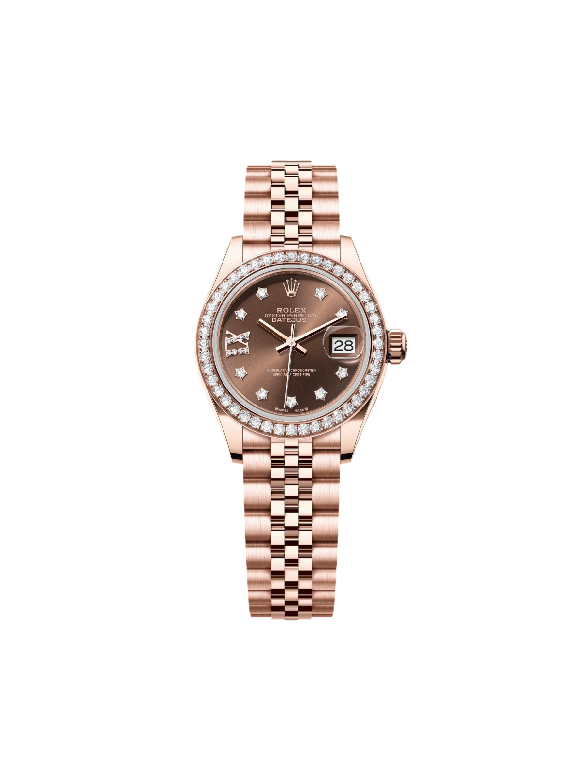 【Free Shipping】【Super Clone】RLX  Lady-Datejust 28mm 279135RBR Chocolate Diamond Dial Jubilee Bracelet