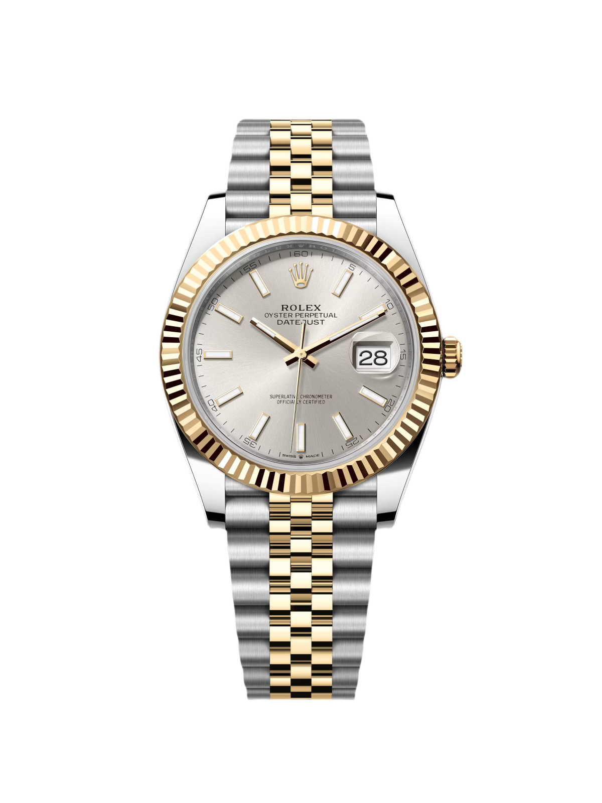 【Free Shipping】【Super Clone】RLX  Datejust 41mm 126333 Silver Index Oyster Steel and Yellow Gold Mens Watch