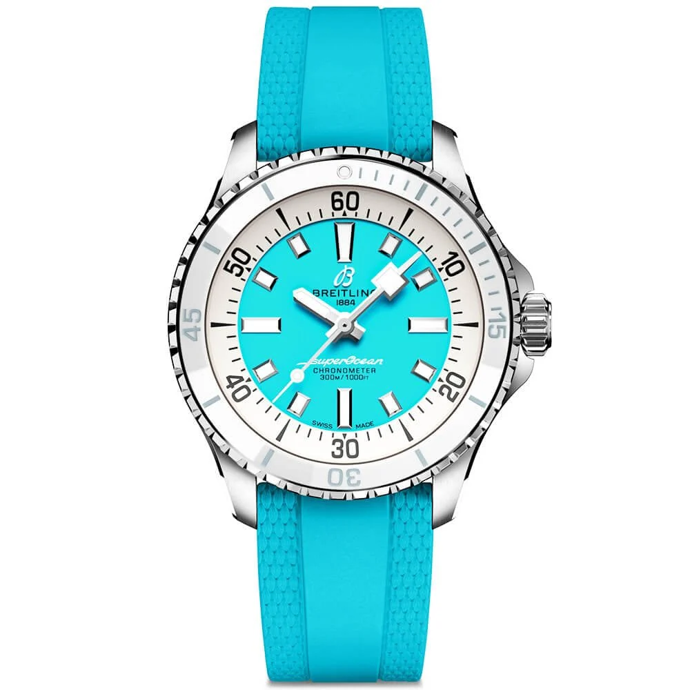 【Free Shipping】【Super Clone】BREITLINGSuperocean 36mm Turquoise Dial Ladies Automatic Strap Watch