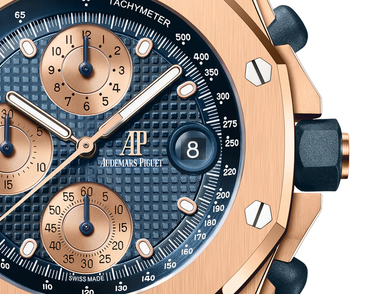【Free Shipping】【Super Clone】A&P OFFSHORE Pink Gold Blue Dial CHRONOGRAPH 42mm