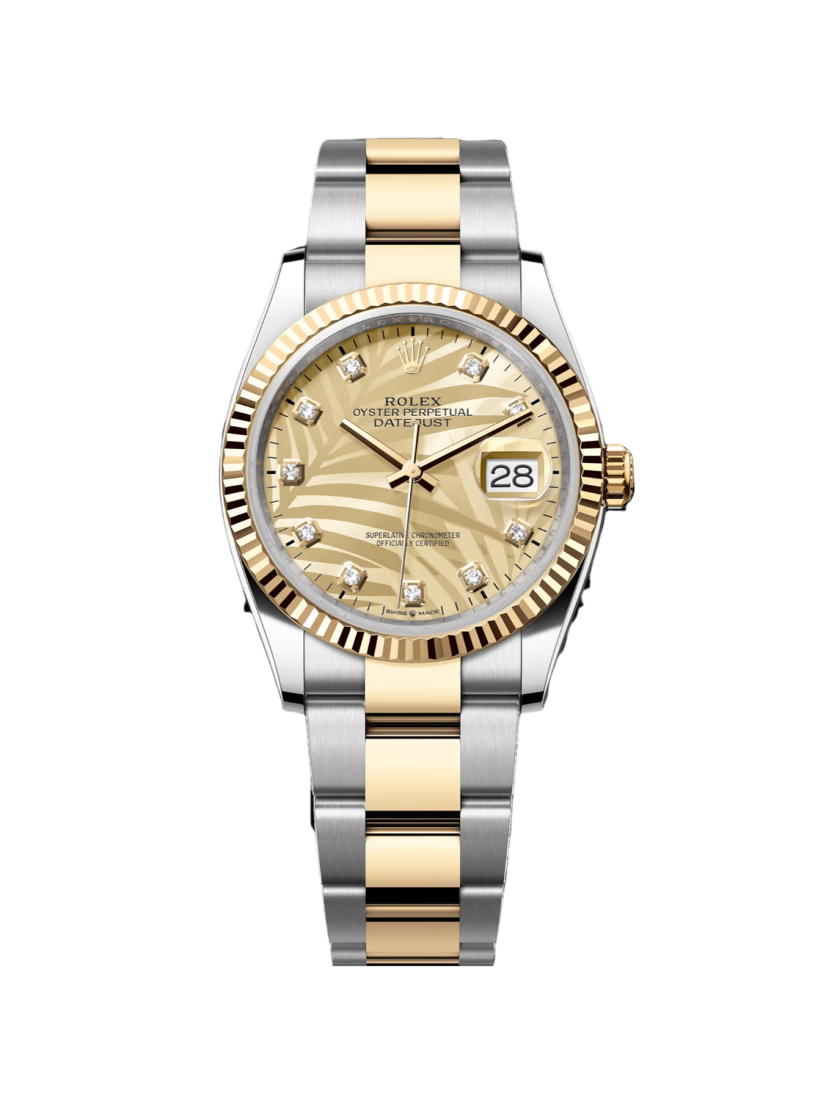【Free Shipping】【Super Clone】RLX  Datejust 36mm 126233 Champagne Palm Motif Diamond Dial and Jubilee Bracelet Watch