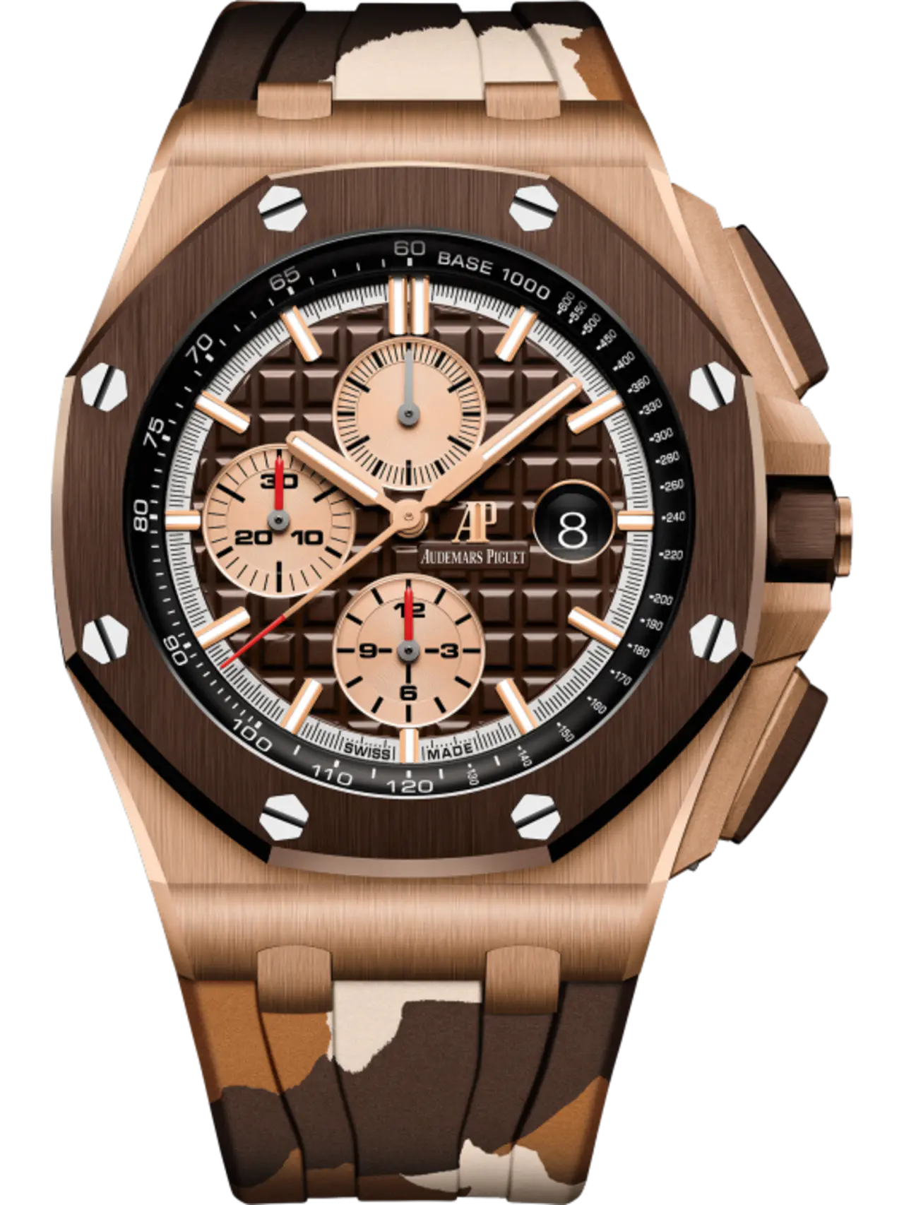 【Free Shipping】【Super Clone】A&P OFFSHORE Pink Gold Brown Camouflage Dial CHRONOGRAPH 44mm