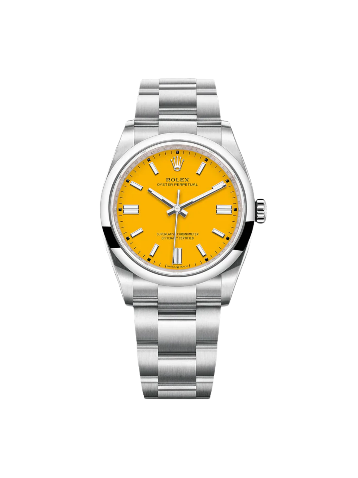 【Free Shipping】【Super Clone】RLX Oyster Perpetual 36mm 126000-0004 Yellow Dial Stainless Steel Oyster Bracelet