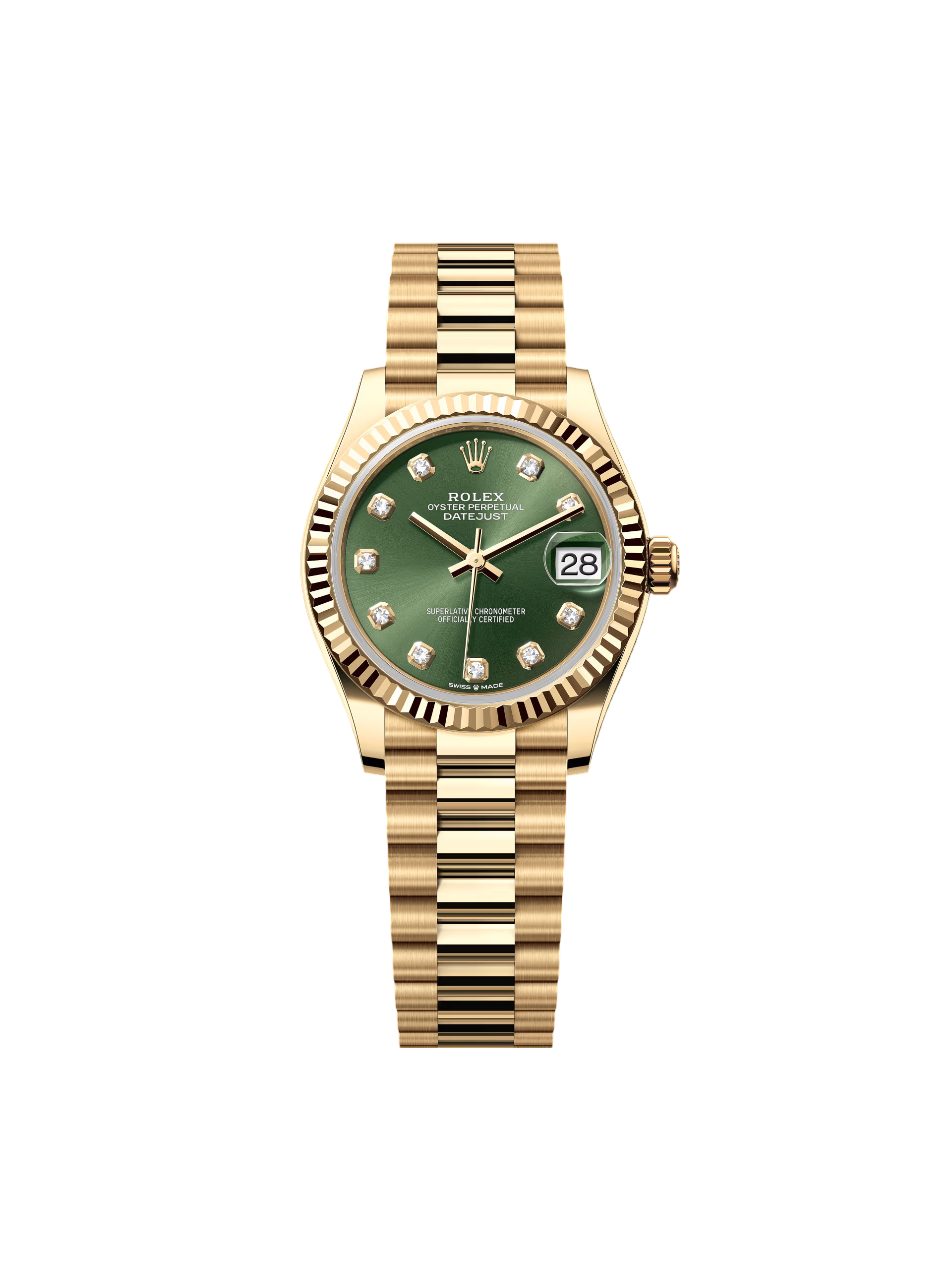 【Free Shipping】【Super Clone】RLX Datejust m278278-0011 Olive Green 31mm Dial President Bracelet Watch