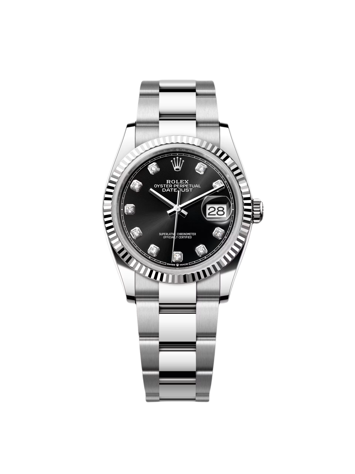 【Free Shipping】【Super Clone】 RLX  Datejust 36mm 126234 Black Diamond Dial Stainless Steel Oyster Mens Watch