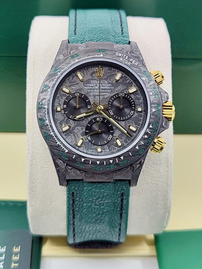 【Free Shipping】Rolex Cosmograph Daytona DIW Carbon Emerald Green Super Clone Swiss Replica Watch | Custom Made Limited Edition |