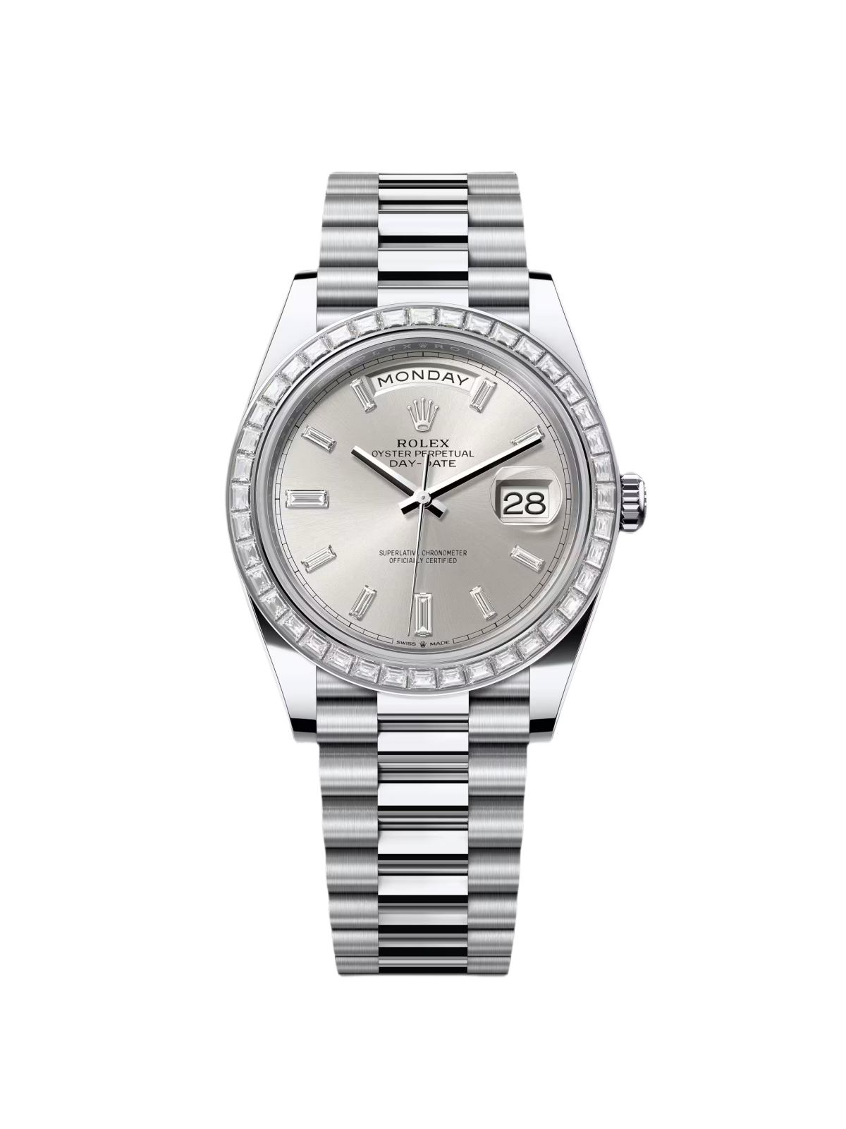 【Free Shipping】【Super Clone】RLX Day-Date 40mm 228396TBR-0011 Silver Diamonds Dial