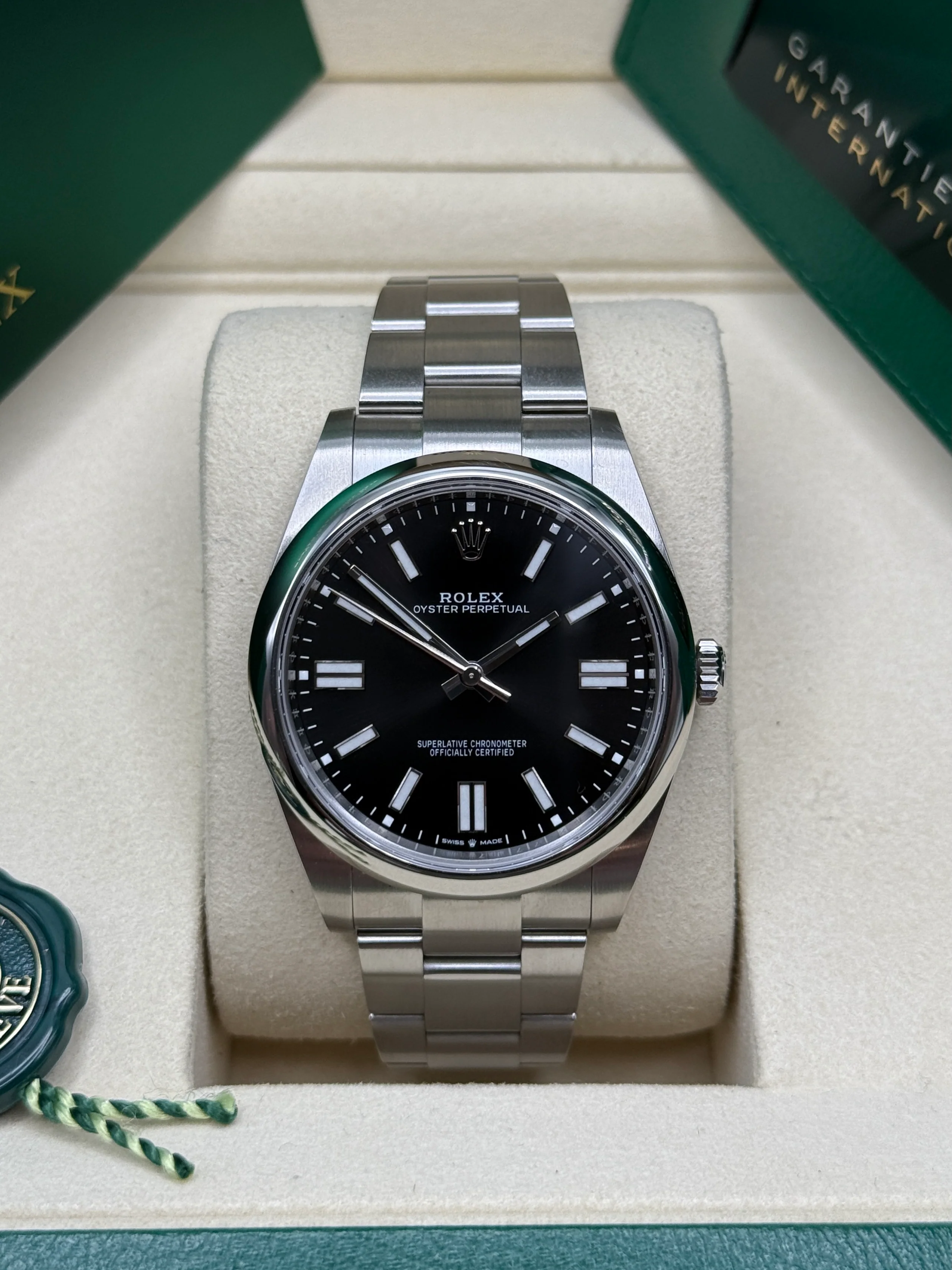 【Free Shipping】【Super Clone】RLX  Oyster-Perpetual 41mm 124300-0002 Stainless Steel Black Index Dial Watch