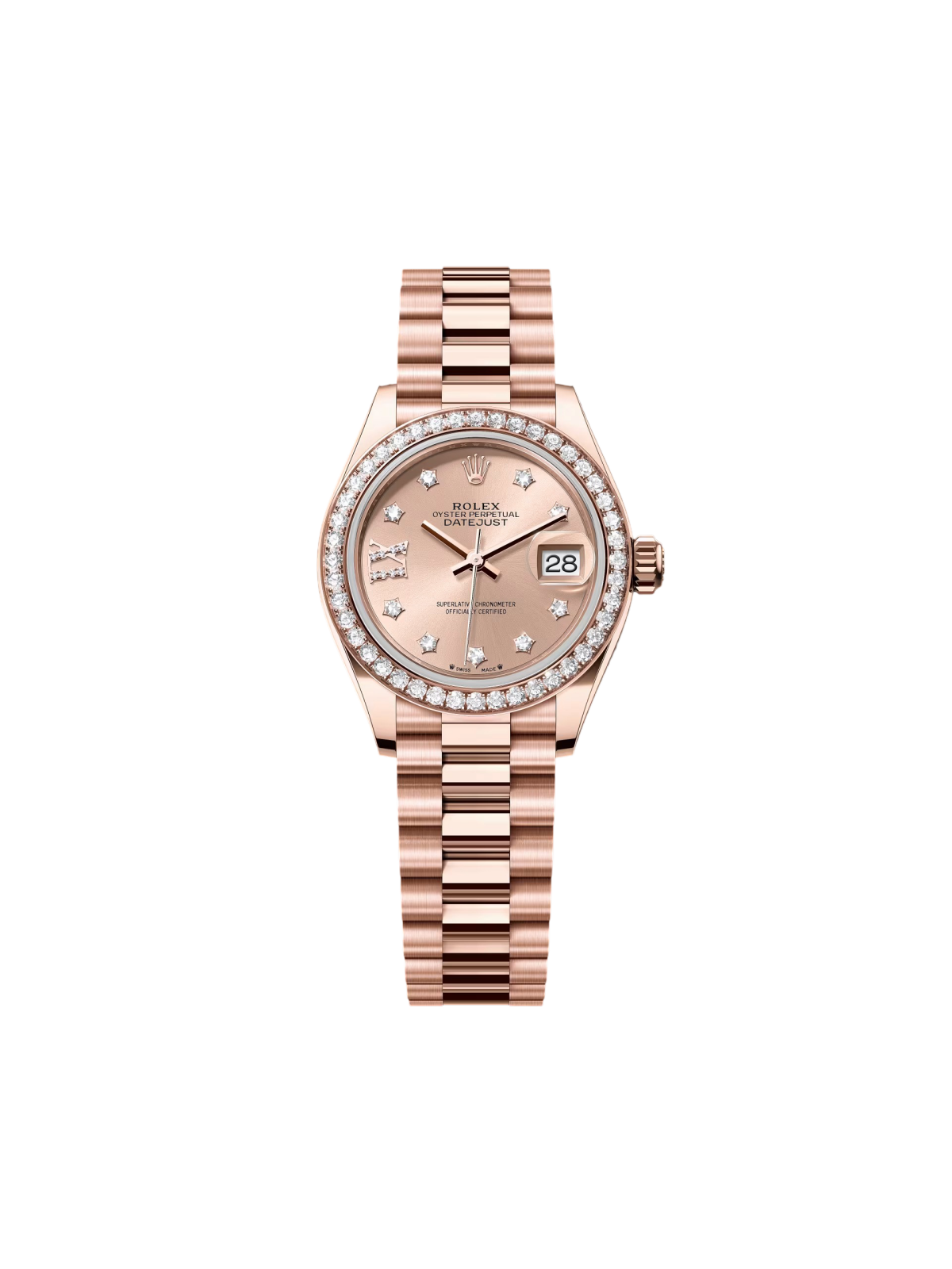 【Free Shipping】【Super Clone】RLX  Lady-Datejust 28mm 279135RBR Rose Diamond Dial Jubilee Bracelet