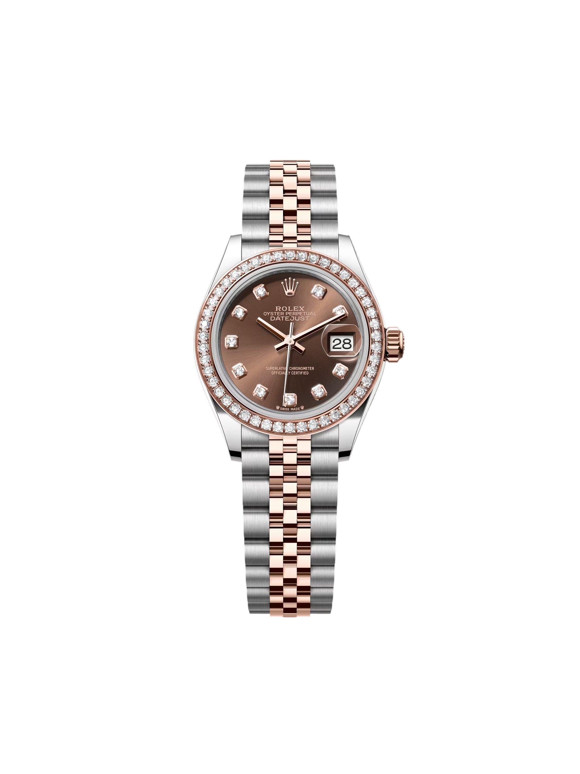 【Free Shipping】【Super Clone】RLX Lady-Datejust 28mm 279381RBR Chocolate Diamond Dial Oyster Bracelet