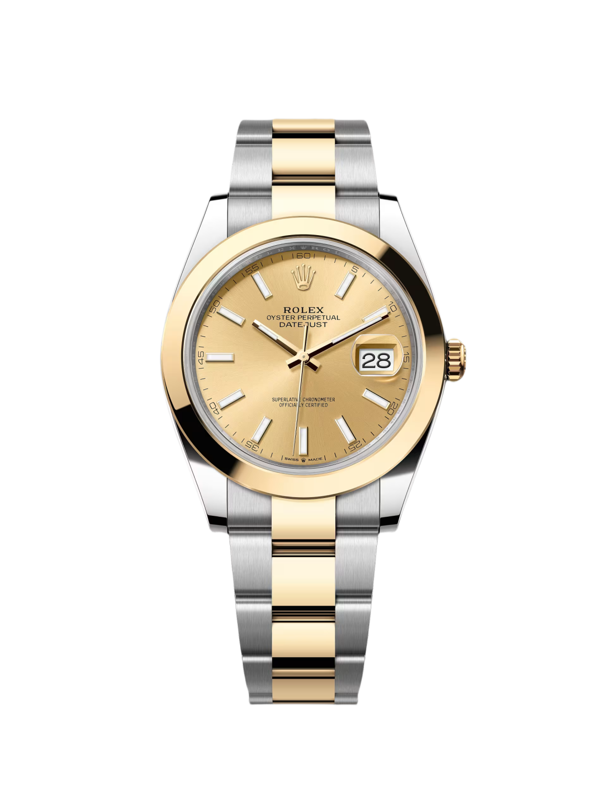 【Free Shipping】【Super Clone】RLX Datejust 41mm 126303 Champagne Index Oyster Steel and Yellow Gold Mens Watch
