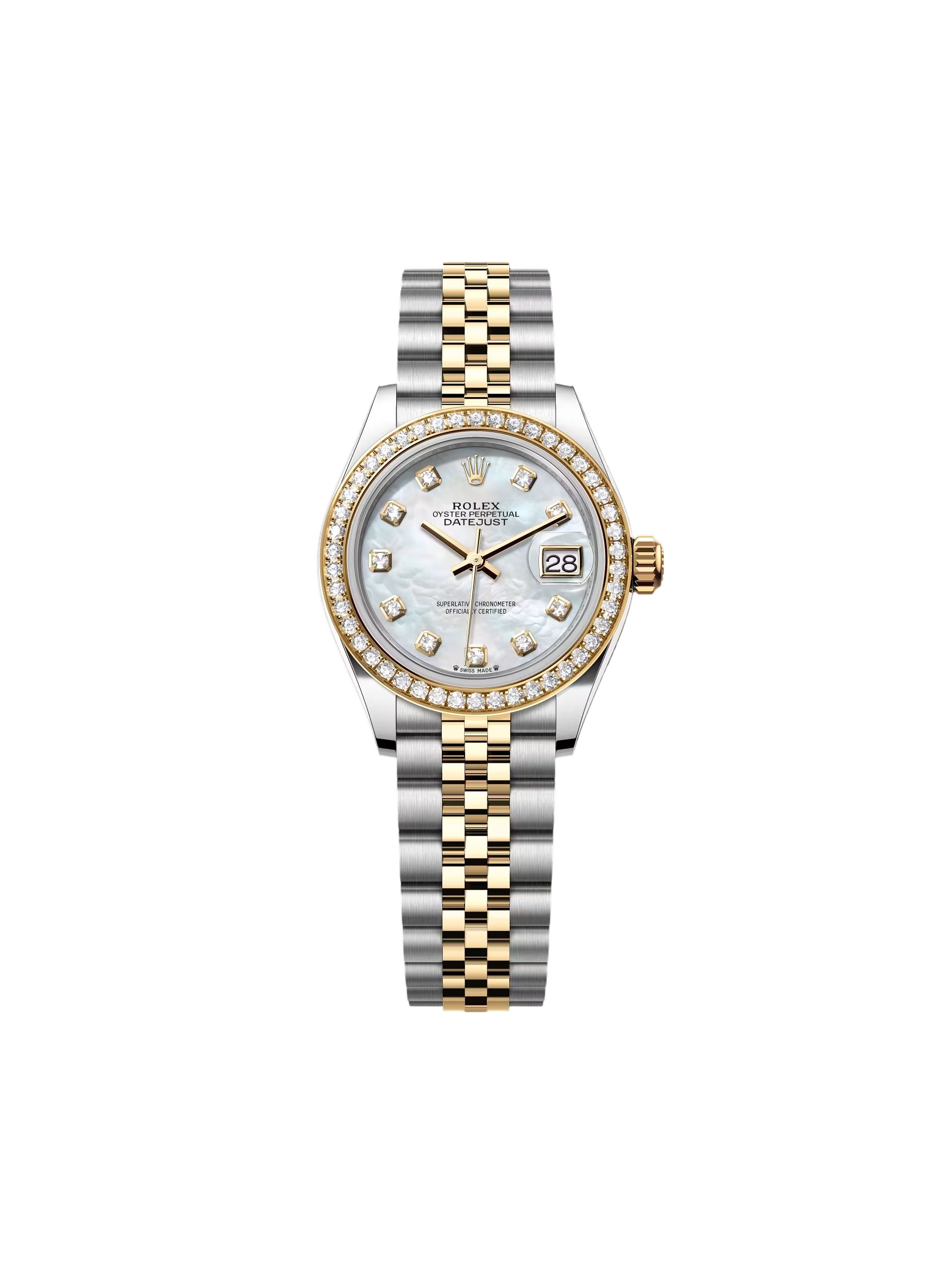 【Free Shipping】【Super Clone】RLX Lady-Datejust 28mm 279383RBR Mother-of-Pearl Dial Yellow Rolesor Oyster Bracelet