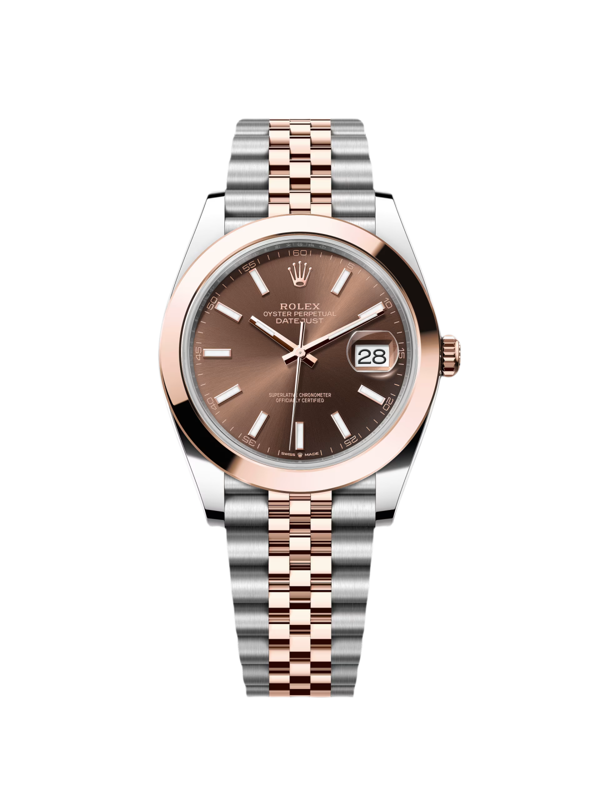 【Free Shipping】【Super Clone】RLX Datejust 41mm 126301 Chocolate Index Oyster Steel and Everose Gold Watch