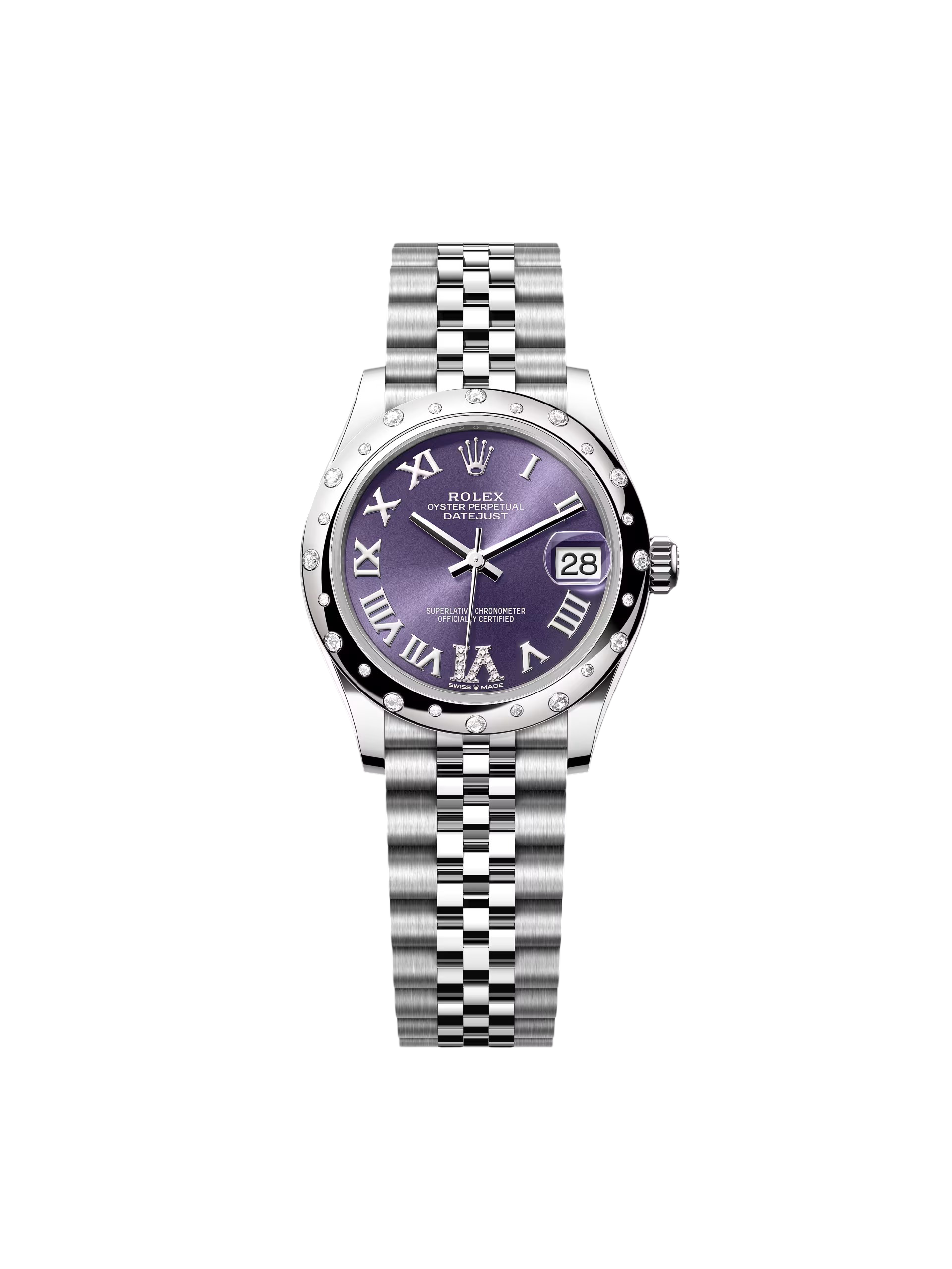 【Free Shipping】【Super Clone】RLX Datejust m278344-0027/0028 Aubergine Diamond Dial 31mm Oyster