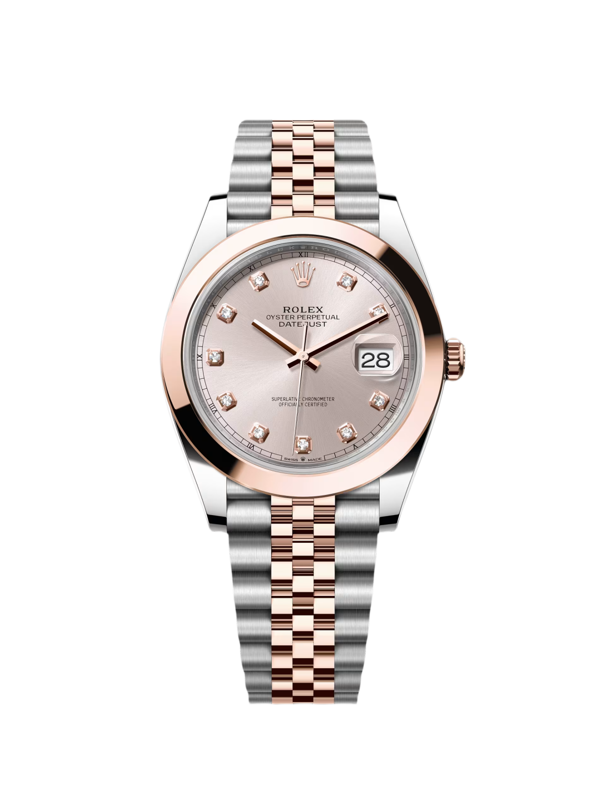 【Free Shipping】【Super Clone】RLX Datejust 41mm 126301 Sundust Diamond Jubilee Steel and Everose Gold Watch