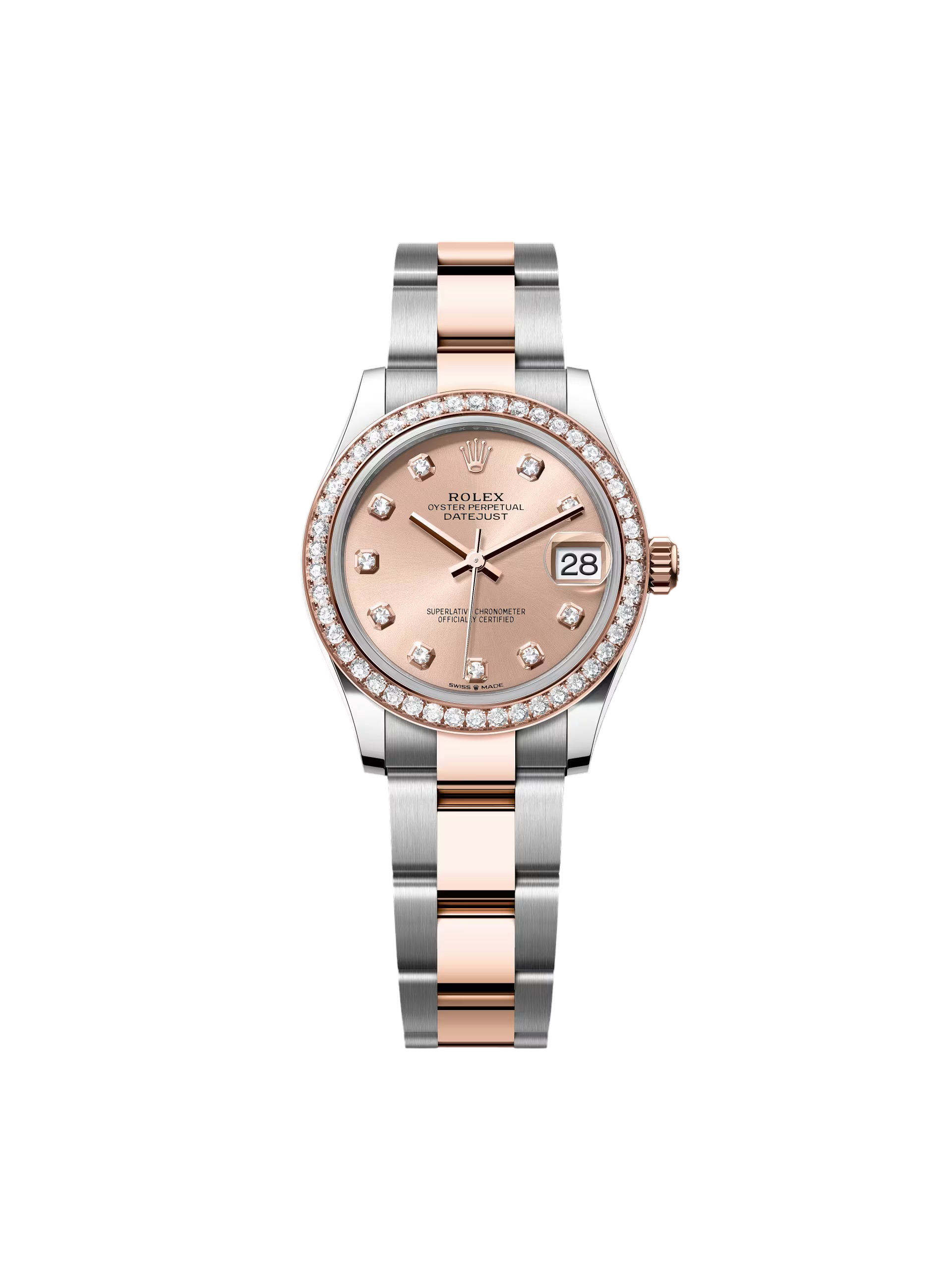 【Free Shipping】【Super Clone】RLX Datejust m278381-0023/0024 Rose Diamond 31mm Dial Diamond-Set Bezel and Oyster Bracelet Watch