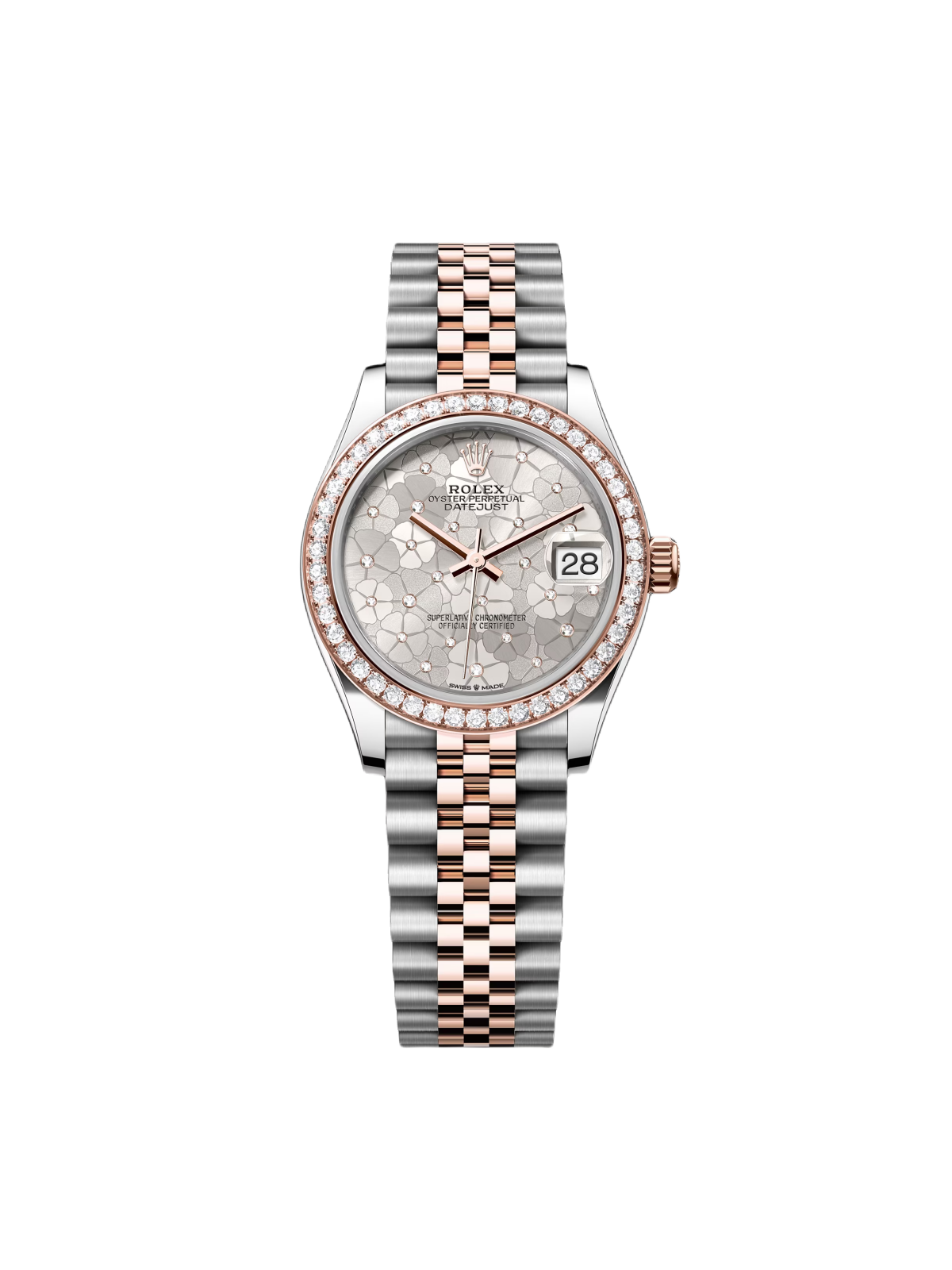 【Free Shipping】【Super Clone】RLX Datejust m278381-0031/0032 Silver Floral Motif Diamond Dial Diamond-Set Bezel 31mm