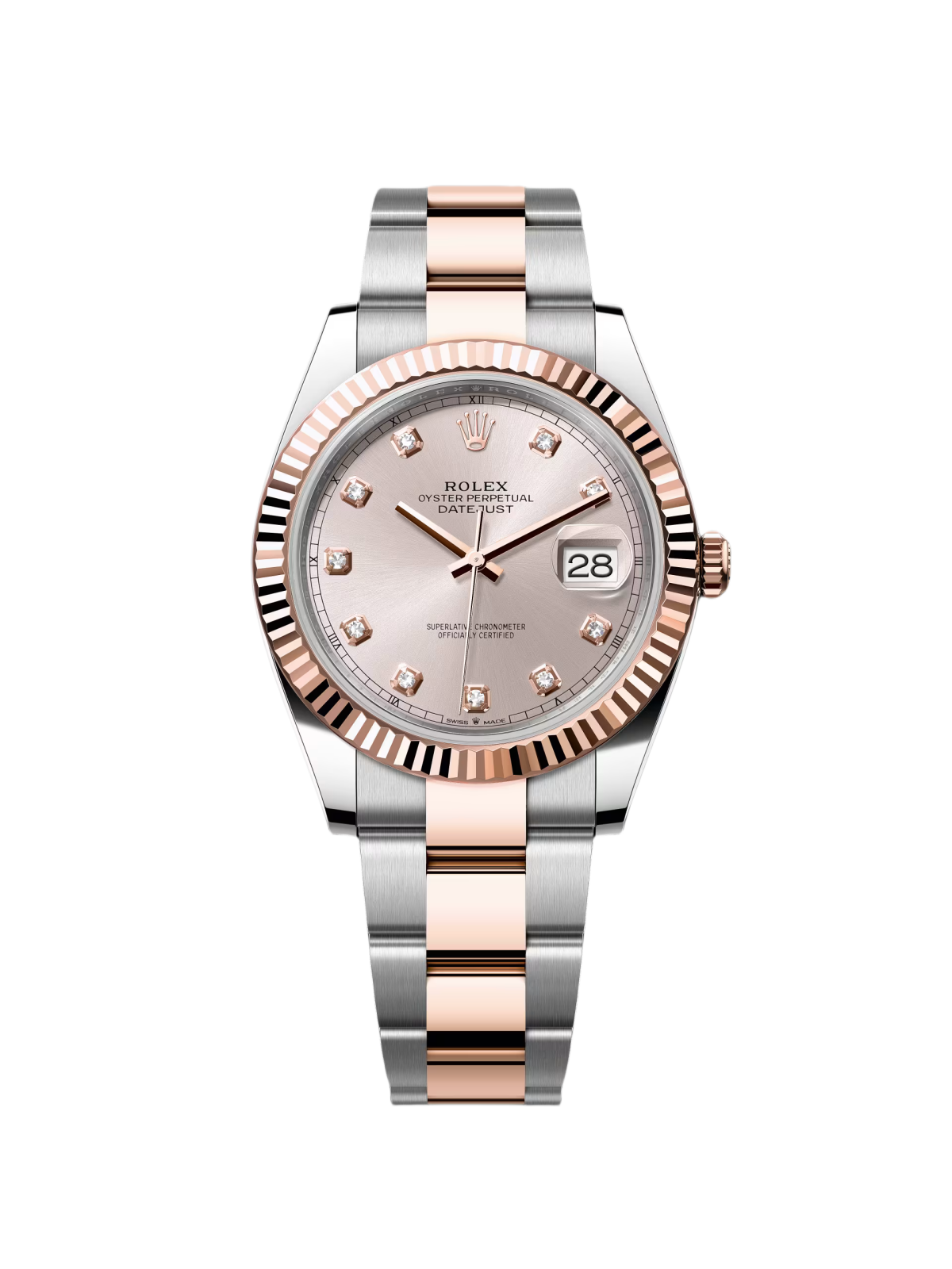 【Free Shipping】【Super Clone】RLX Datejust 41mm 126331 Sundust Diamond Jubilee Steel and Everose Gold Watch
