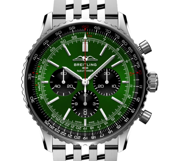 【Free Shipping】【Super Clone】Breitling AB0137241L1A1 Navitimer B01 Green Dial